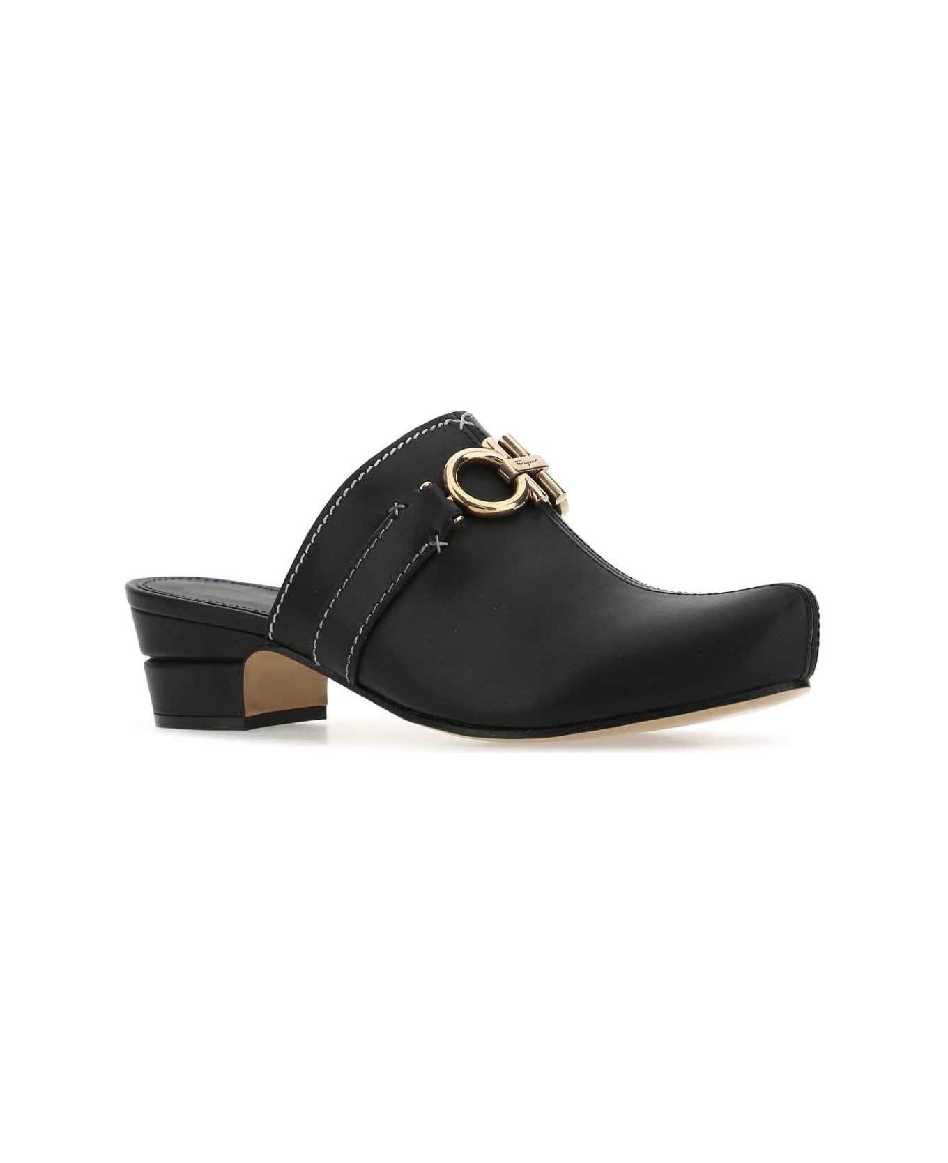 Black Leather Phobos Mules - 2