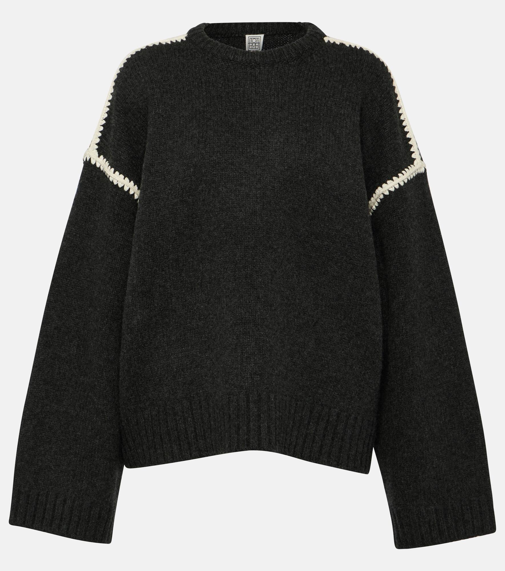 Embroidered wool and cashmere sweater - 1