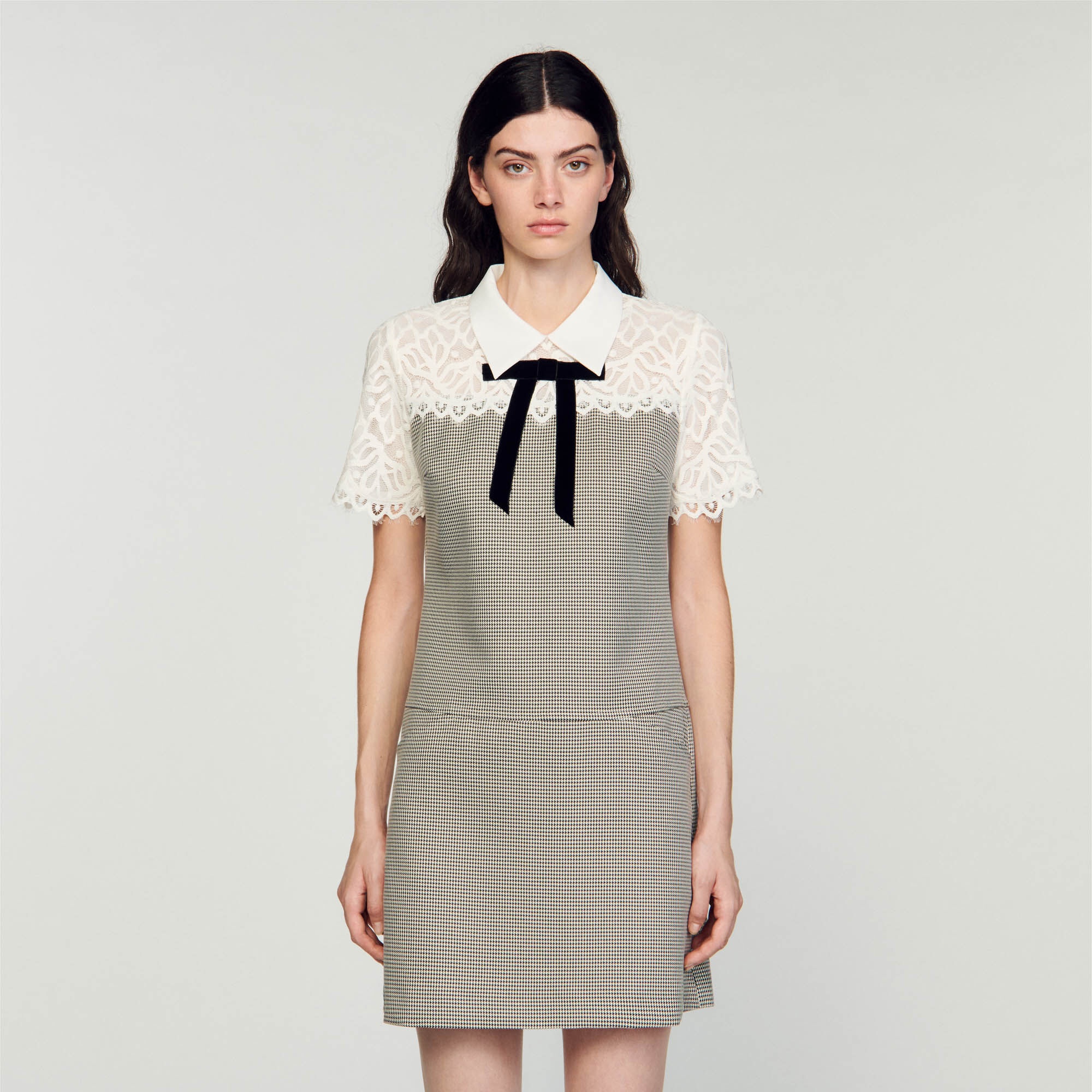 TWO-MATERIAL SHORT DRESS - 5
