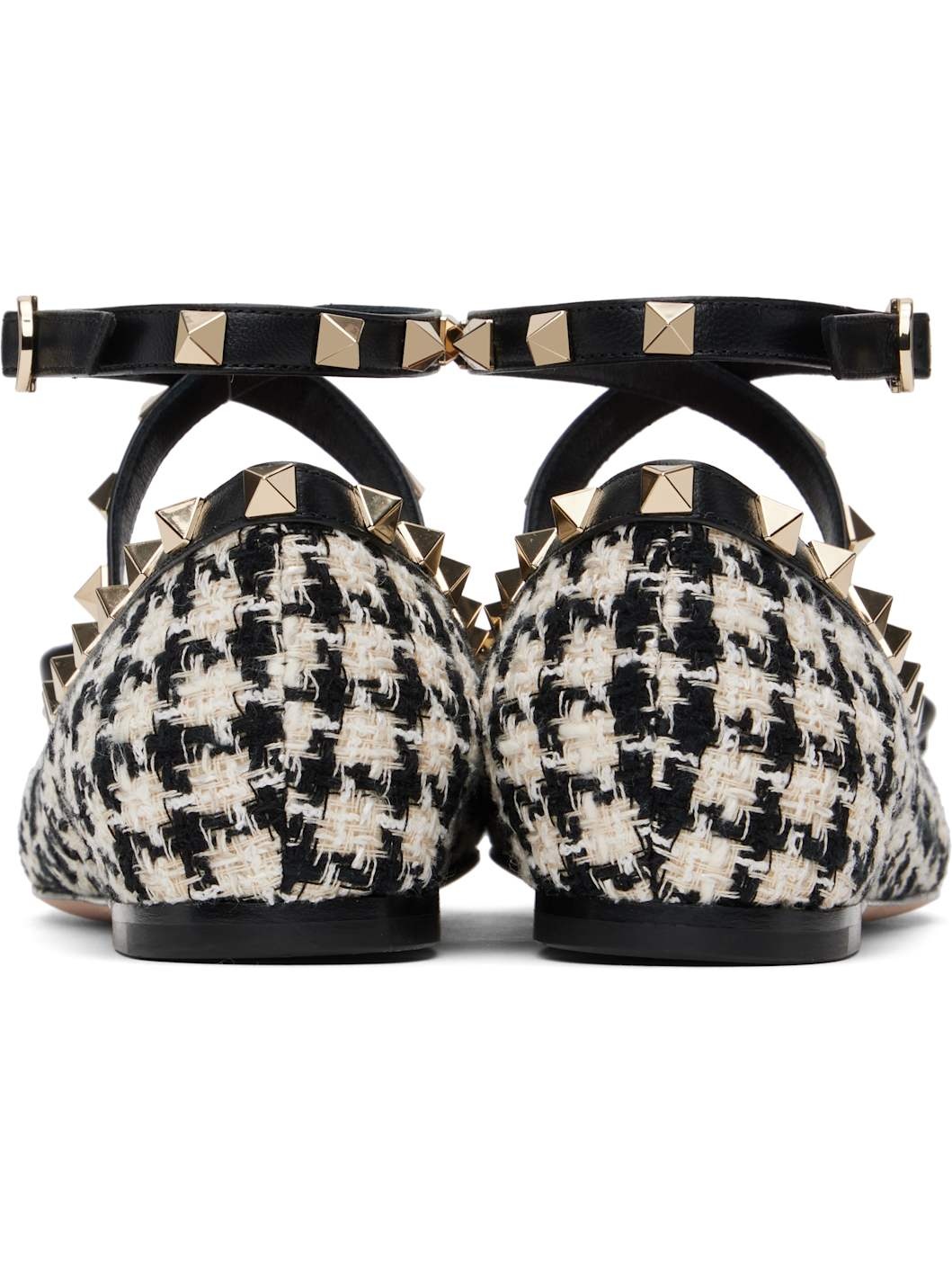 Black & Off-White Rockstud Ballerina Flats - 2