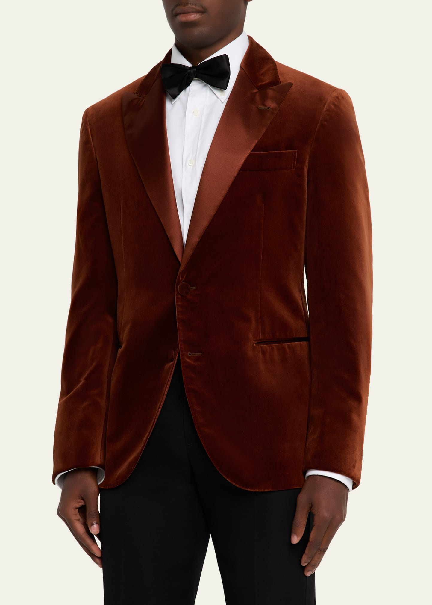 Men's Satin Peak Lapel Velvet Dinner Jacket - 4