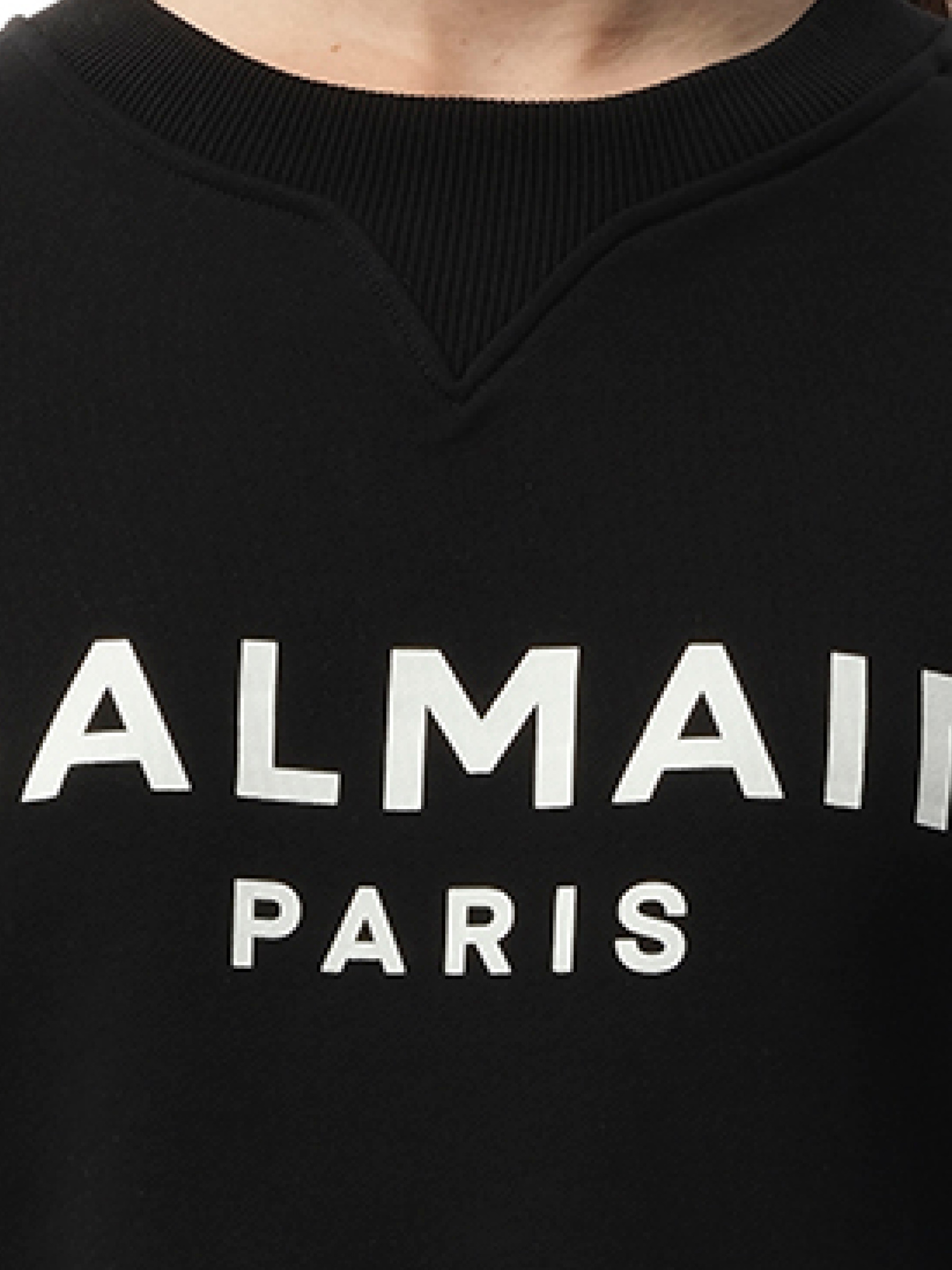 3 Button Balmain Printed Sweatshirt in Black/White - 3