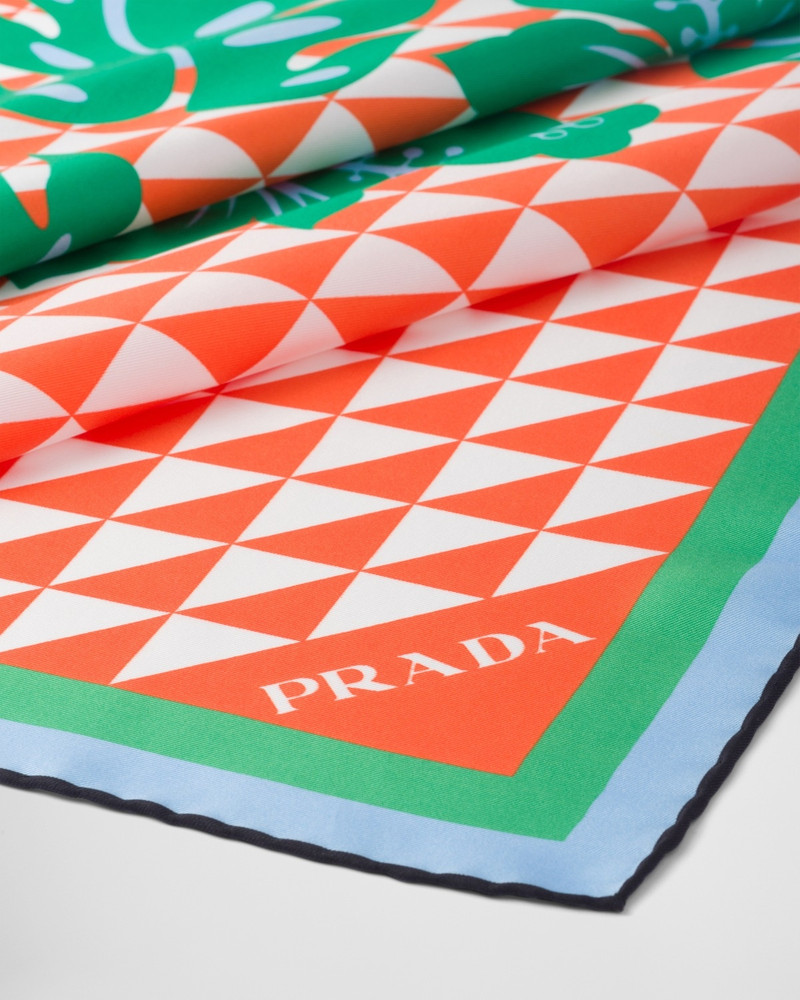 Prada Printed twill scarf outlook