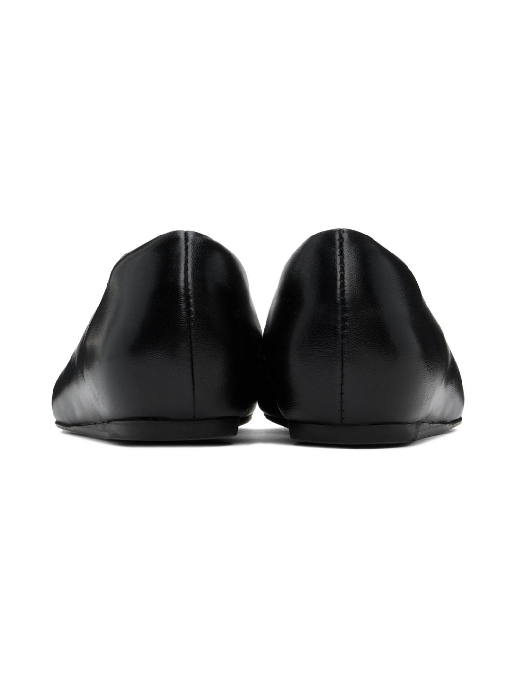Black Embellished Pointed Toe Ballerina Flats - 2