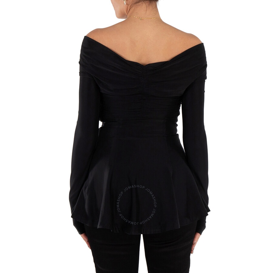 Rabanne Ladies Black Ruched Off-Shoulder Flared Top, Brand Size 36 (US Size 4) - 3