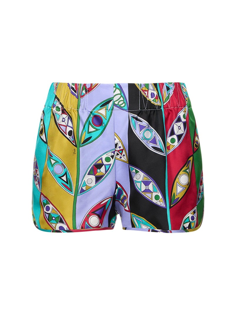 Girandole printed silk twill mini shorts - 1