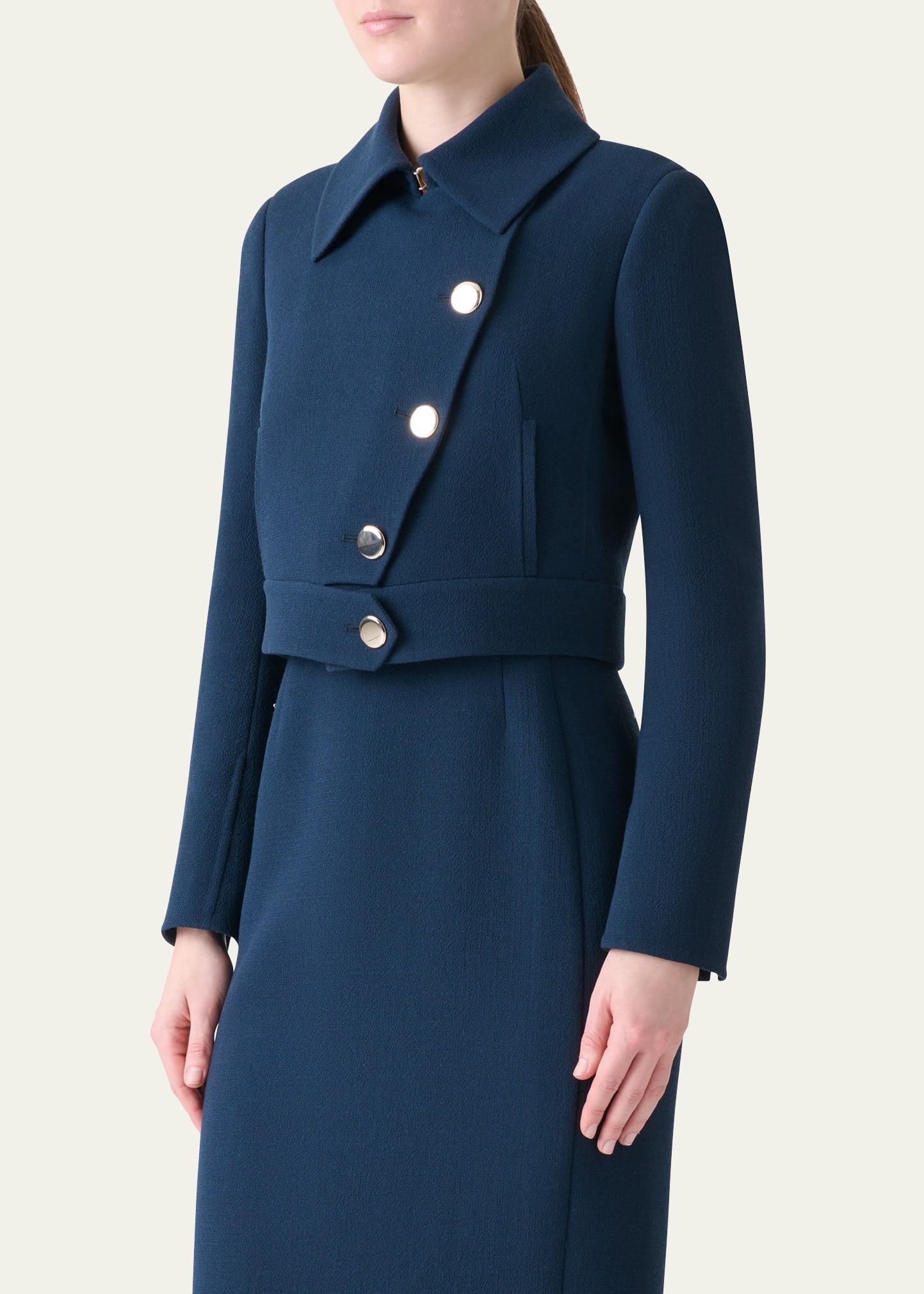 Dana Asymmetric-Button Wool Crepe Jacket - 4
