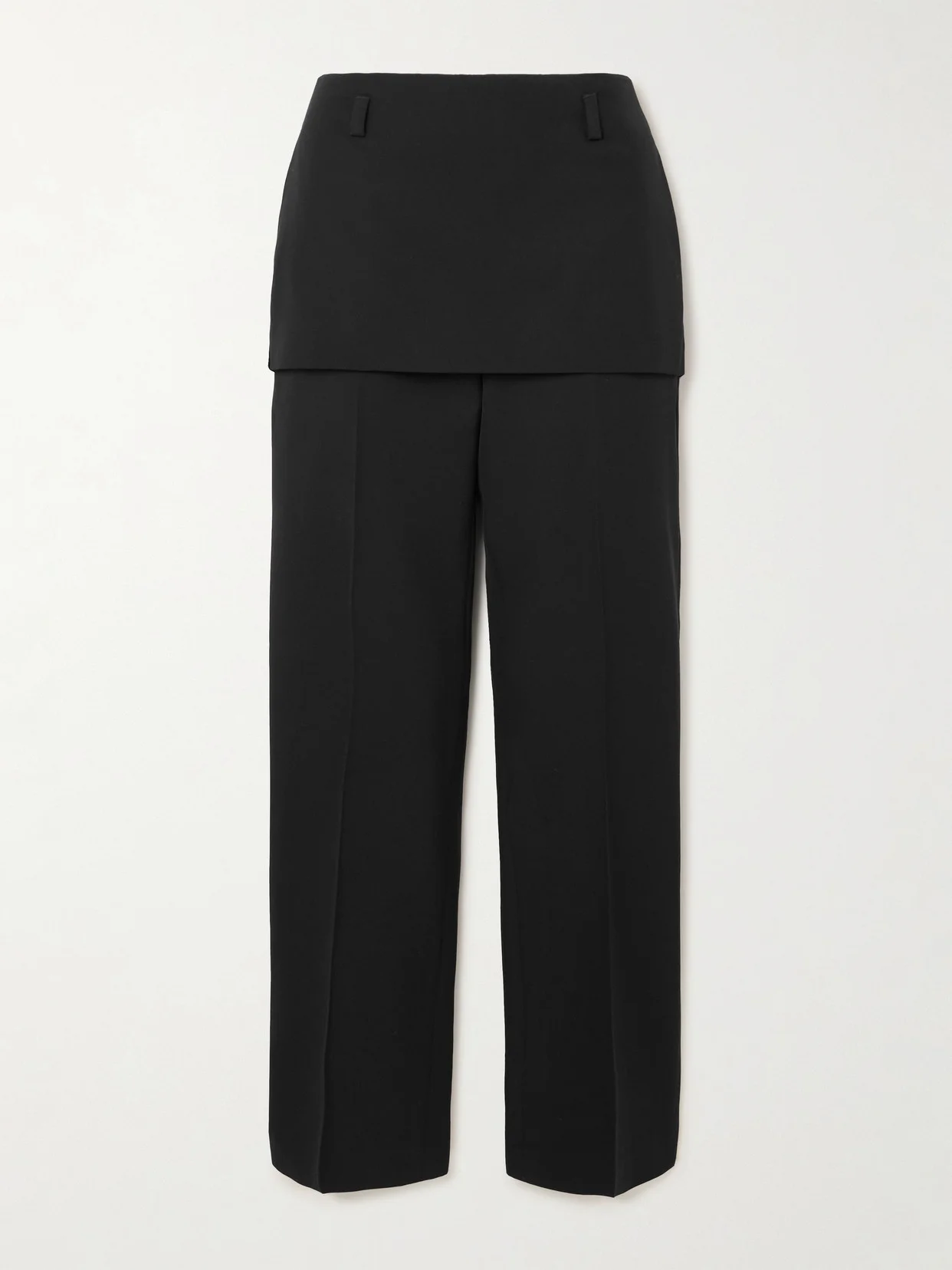 Layered Wool-twill Straight-leg Pants - 1