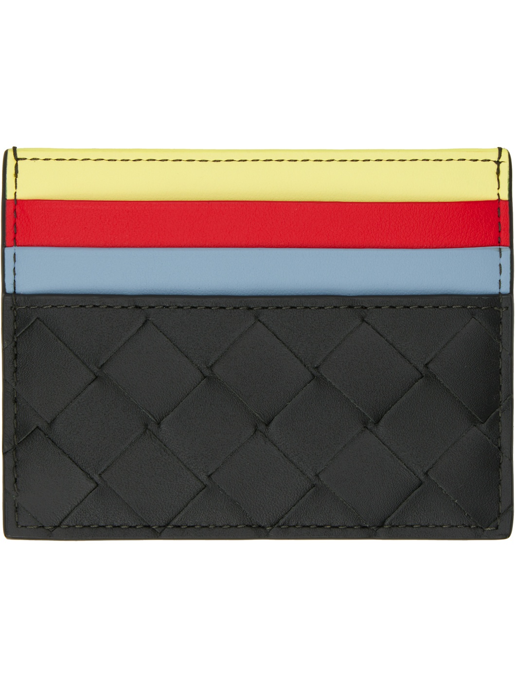 Khaki & Multicolor Intrecciato Credit Card Holder - 2