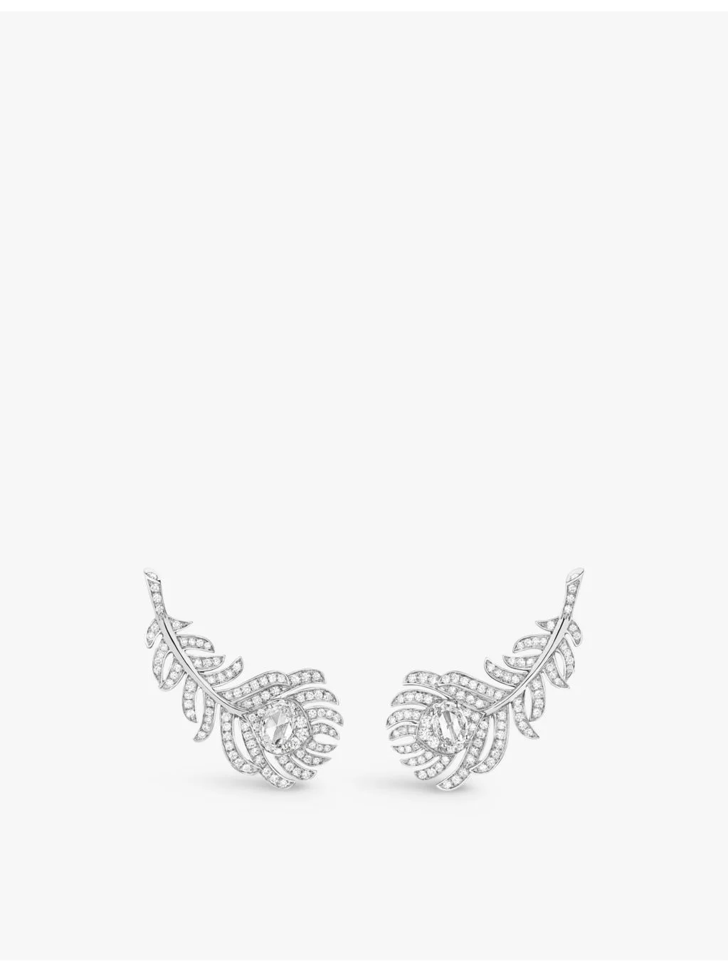 Plume de Paon 18ct white-gold and 1.1ct diamond earrings - 1