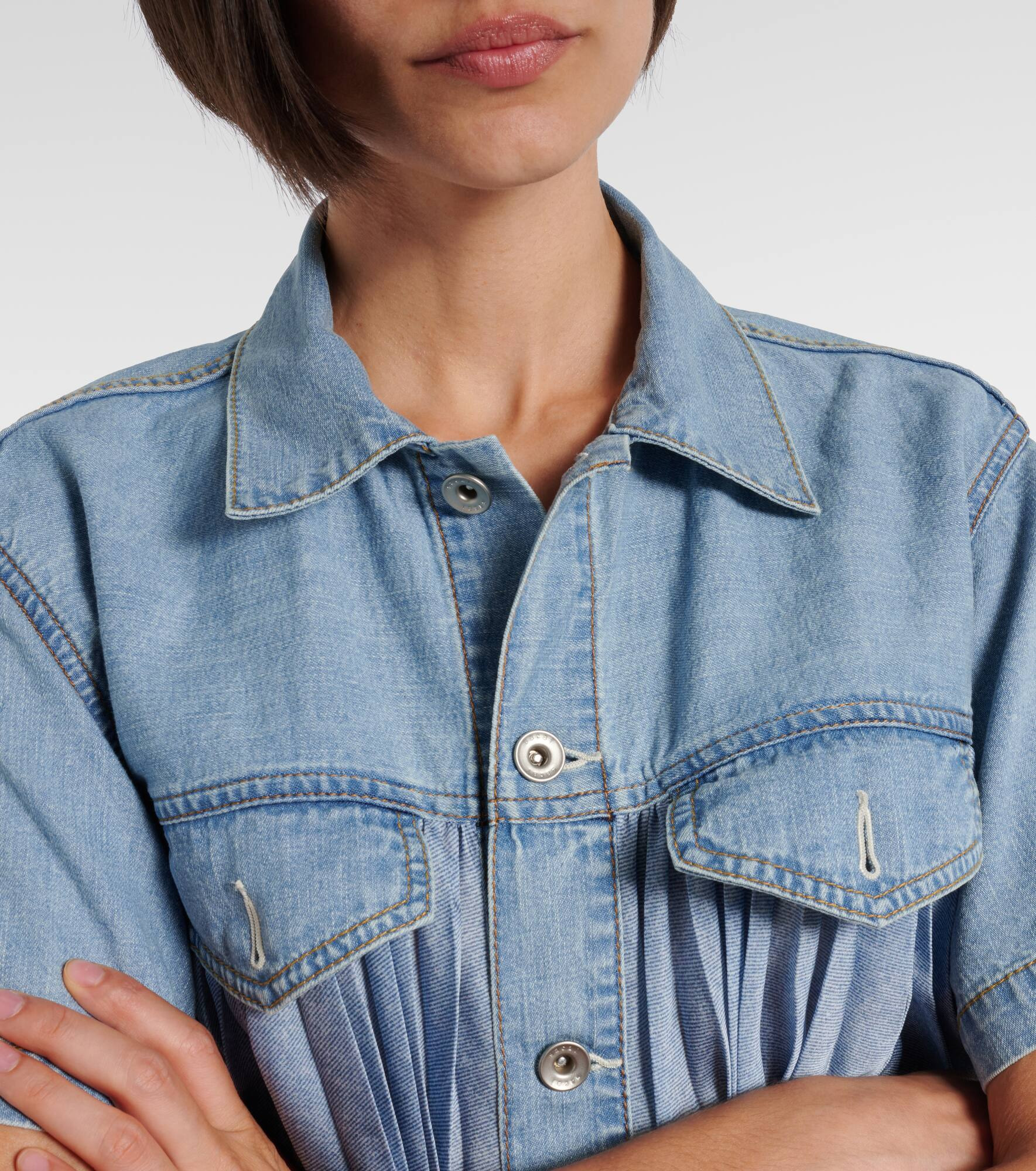 Pleated denim shirt - 4