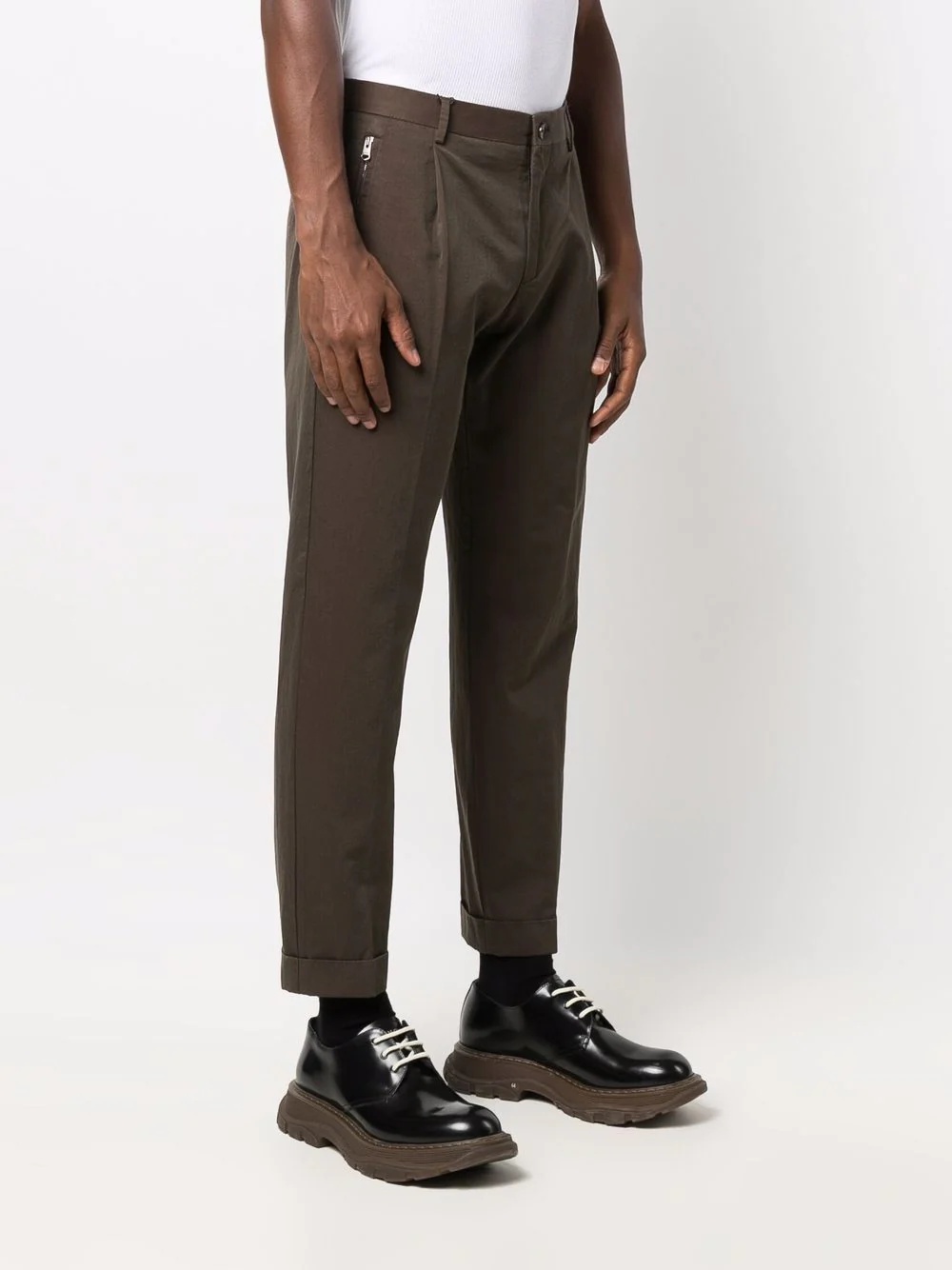 tapered-leg cotton trousers - 3