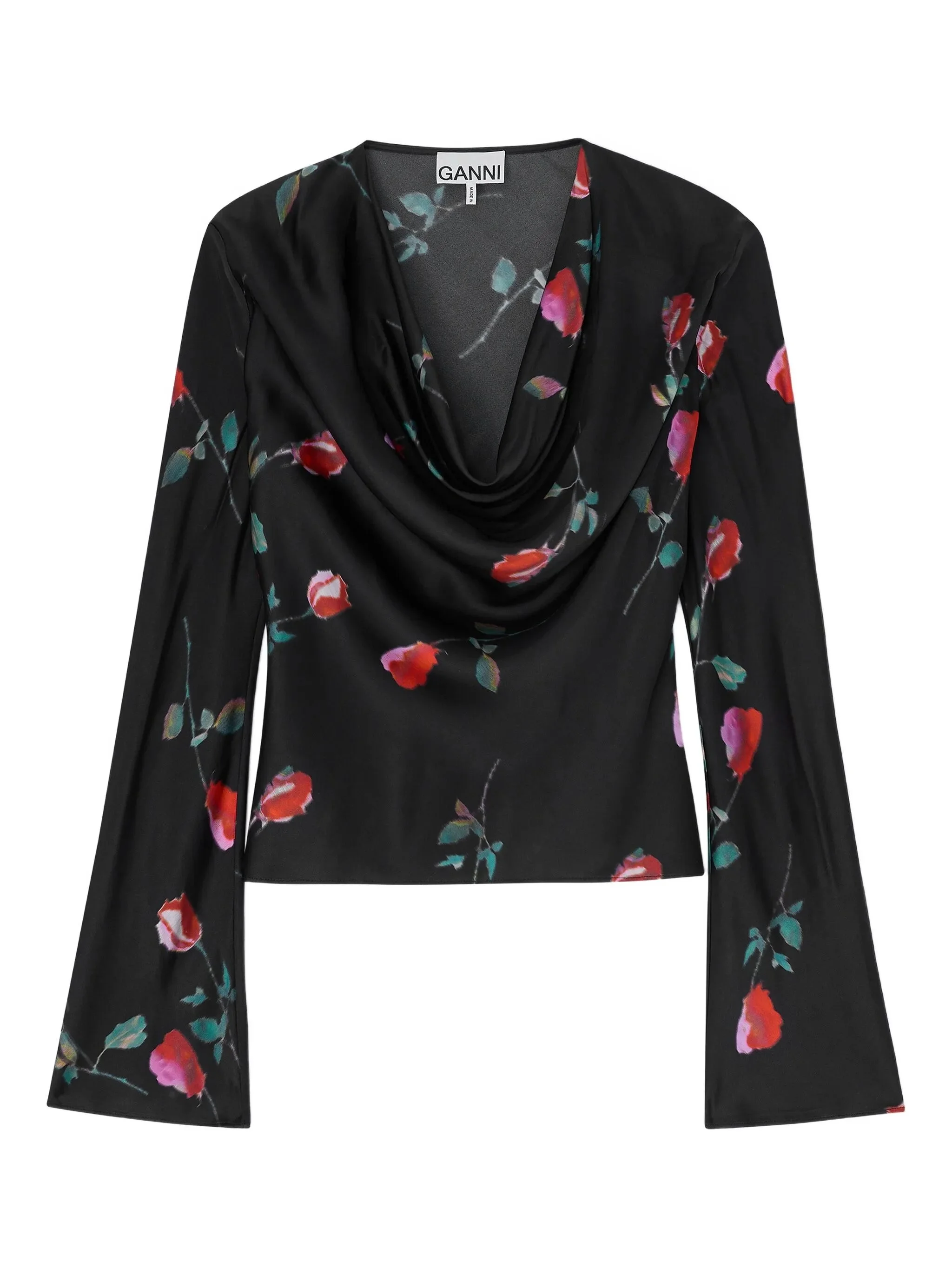 floral cowl-neck top - 1