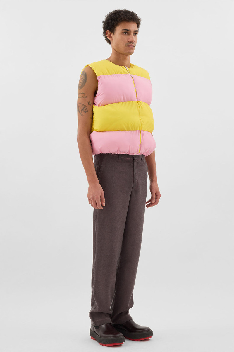 PUFFY GILET / pink & bright yellow 3