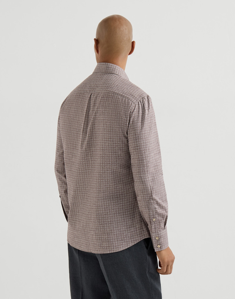 Flower print twill basic fit shirt with button-down collar 3