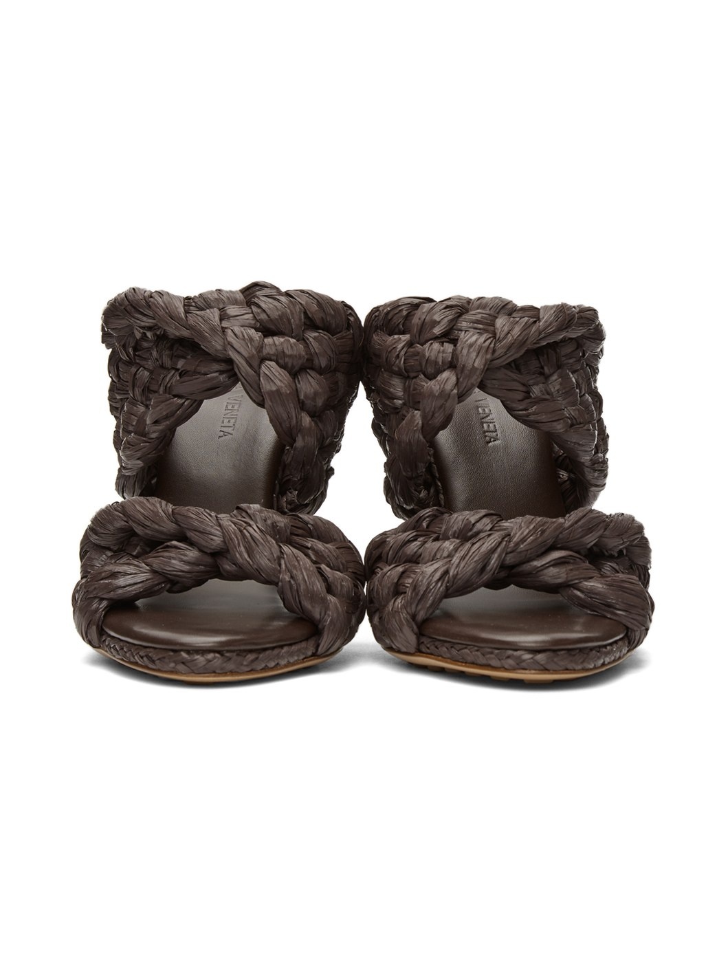 Brown Raffia 'The Curve' Heeled Sandals - 2
