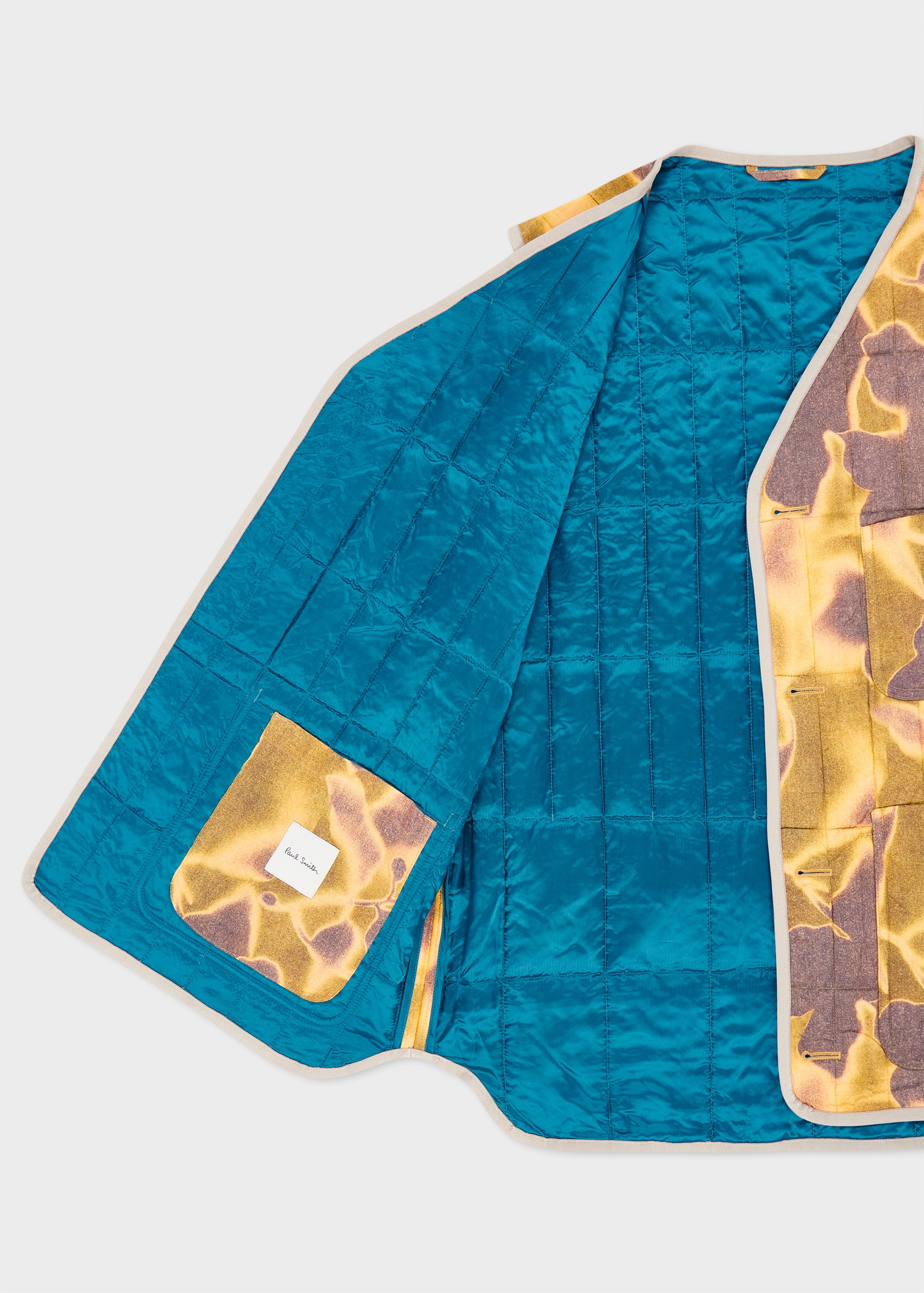 Yellow 'Photogram Leaves' Print Quilted Gilet - 4