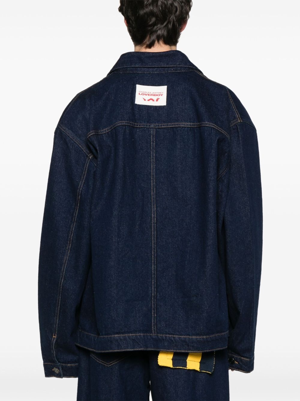 knitted-patch denim jacket - 4