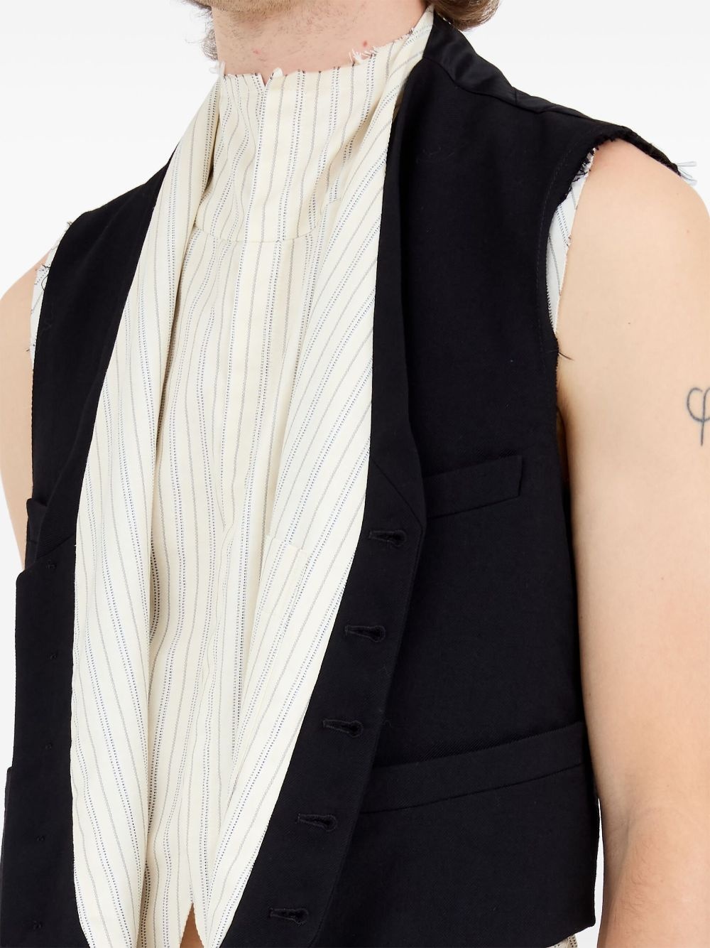 striped-panel waistcoat - 7