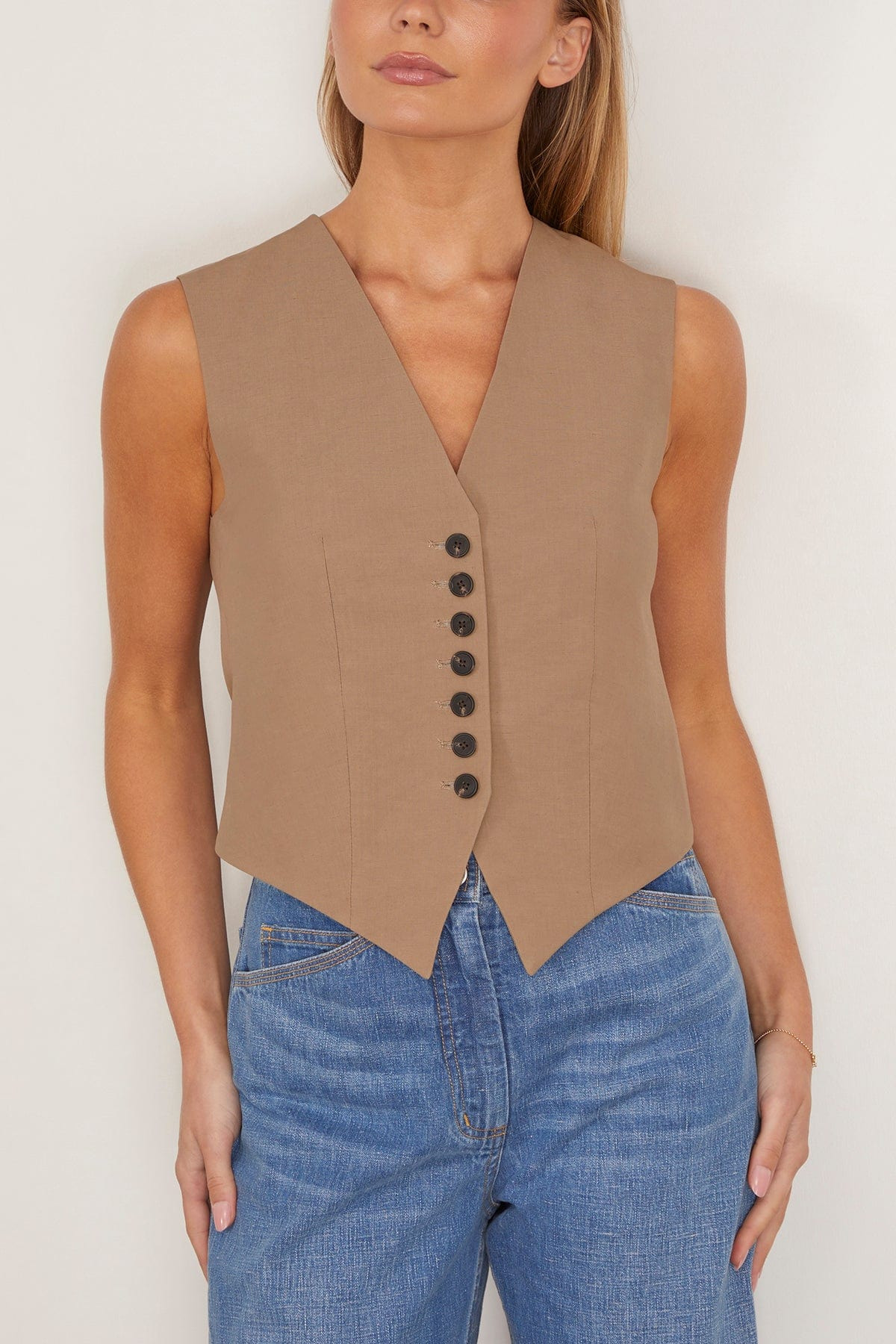 Shaped Waistcoat in Khaki - 3