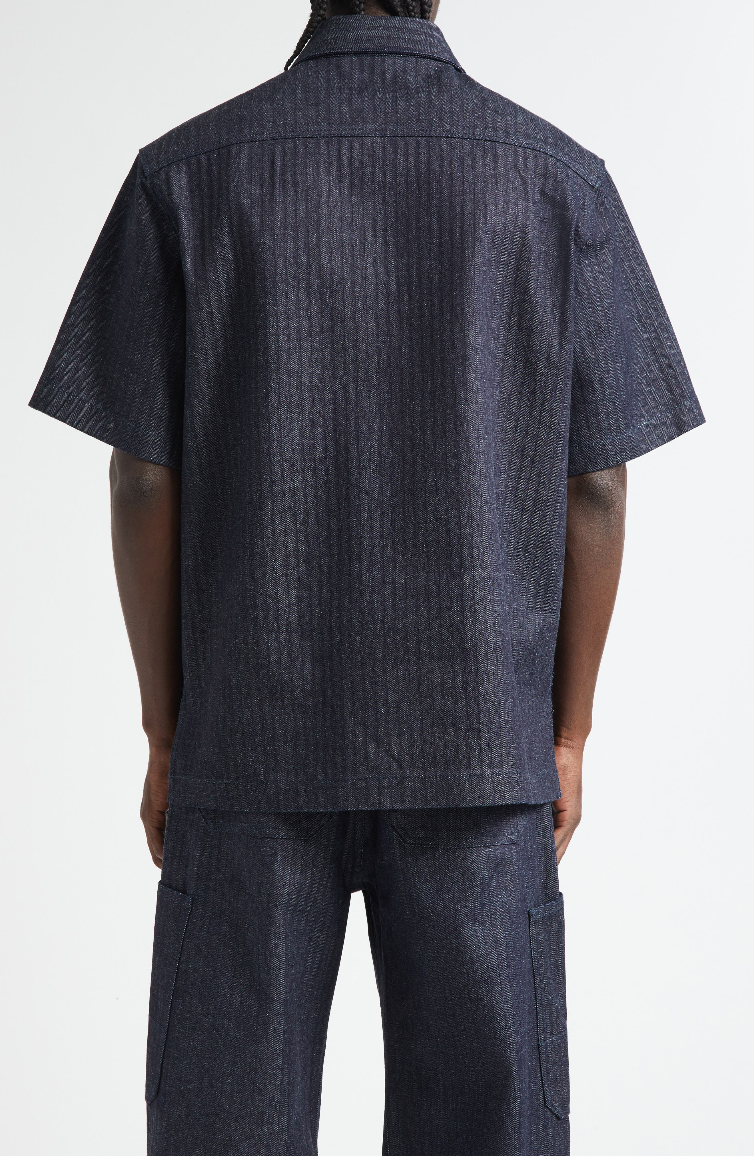 Givenchy Short Sleeve Denim Button-Up Shirt in Dark Blue at Nordstrom - 3