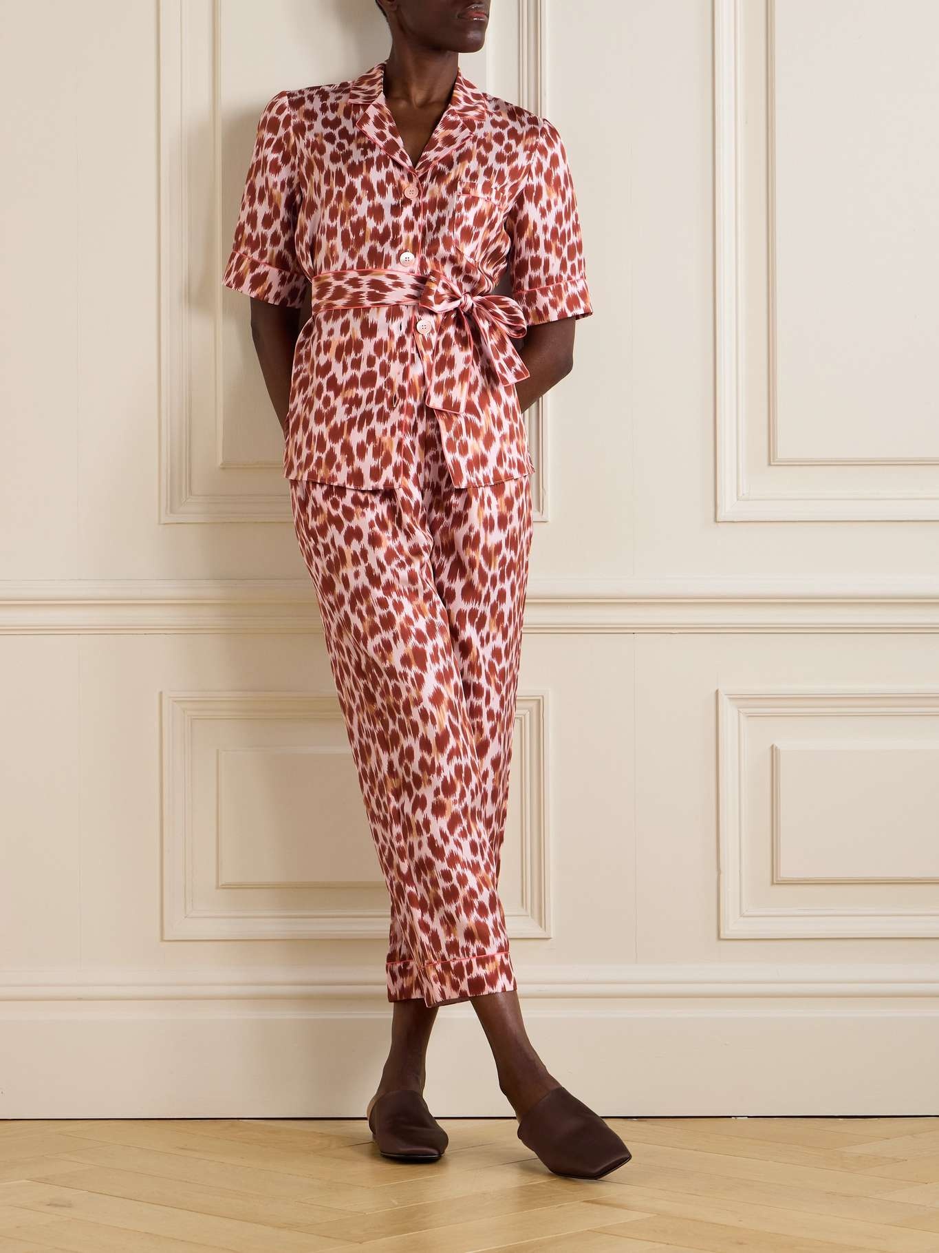 Fauve Tlemeda silk-twill printed pajama shirt Red - 2