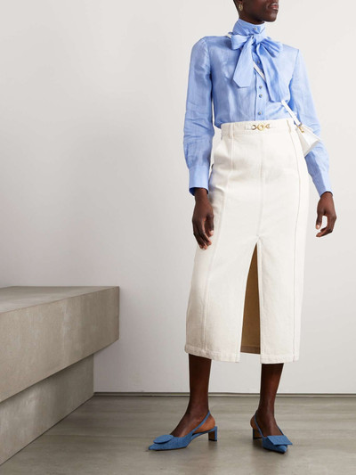 PATOU Embellished cotton-twill midi skirt outlook