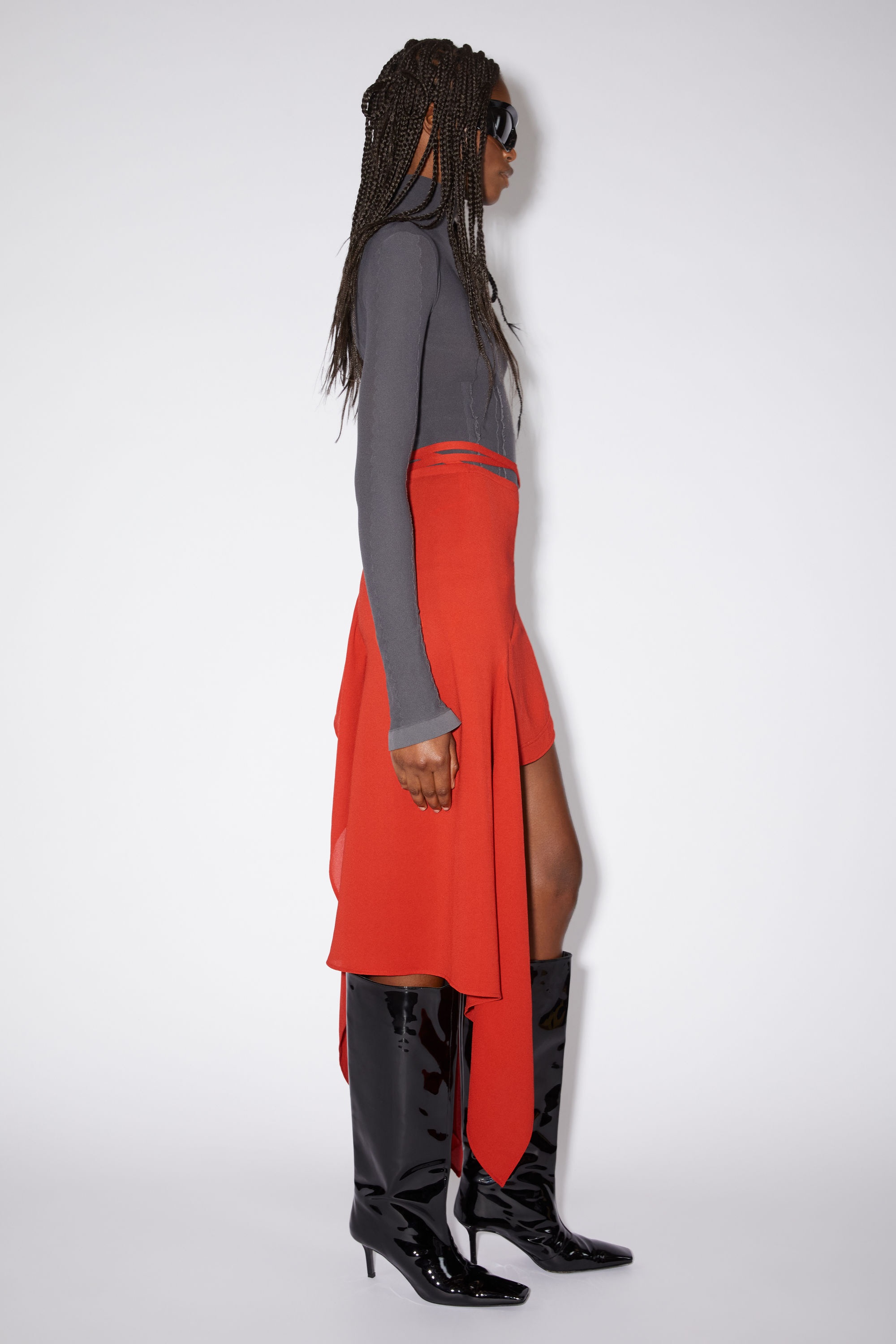 Draped skirt - Red - 4