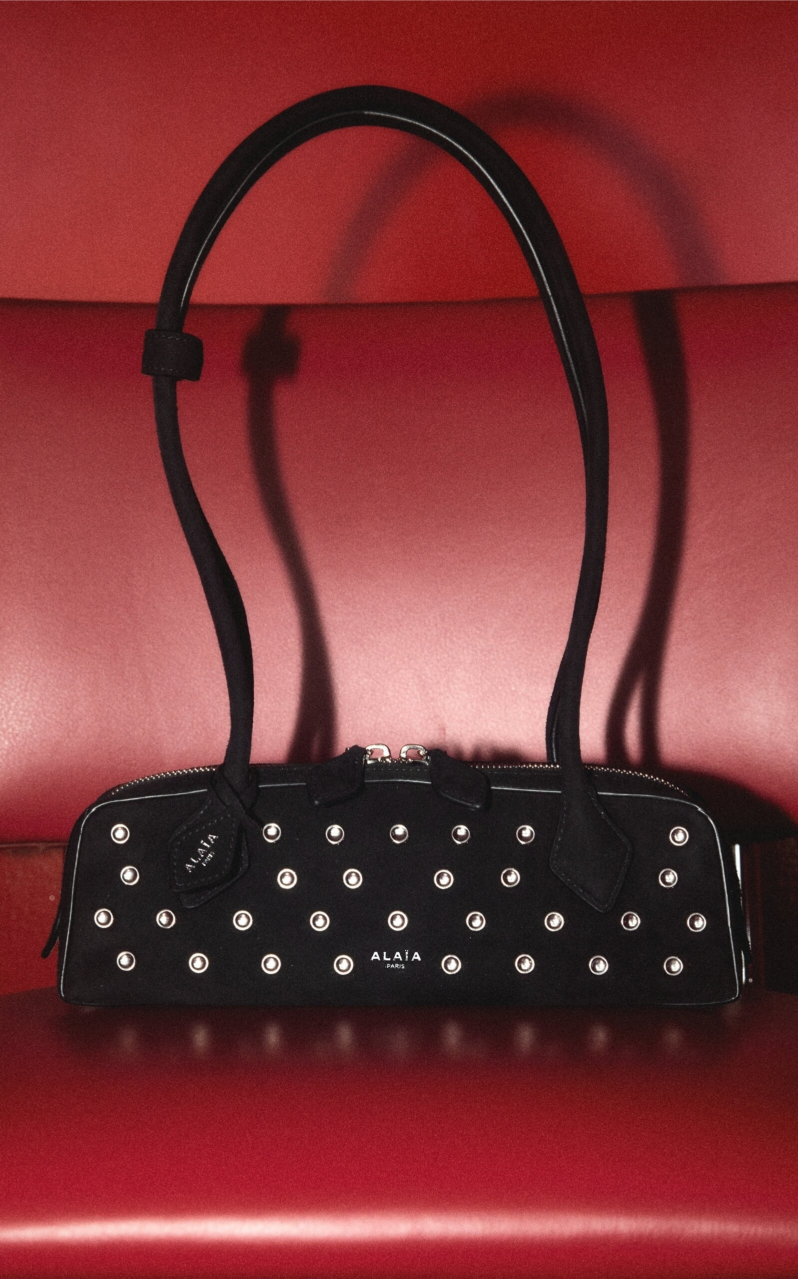 Exclusive Le Teckel Small Studded Suede Shoulder Bag black - 3