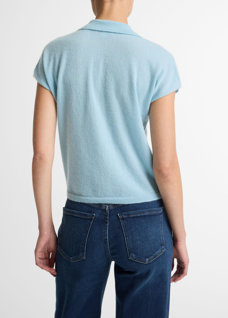 Vince Cashmere-Silk Short-Sleeve Polo Sweater outlook