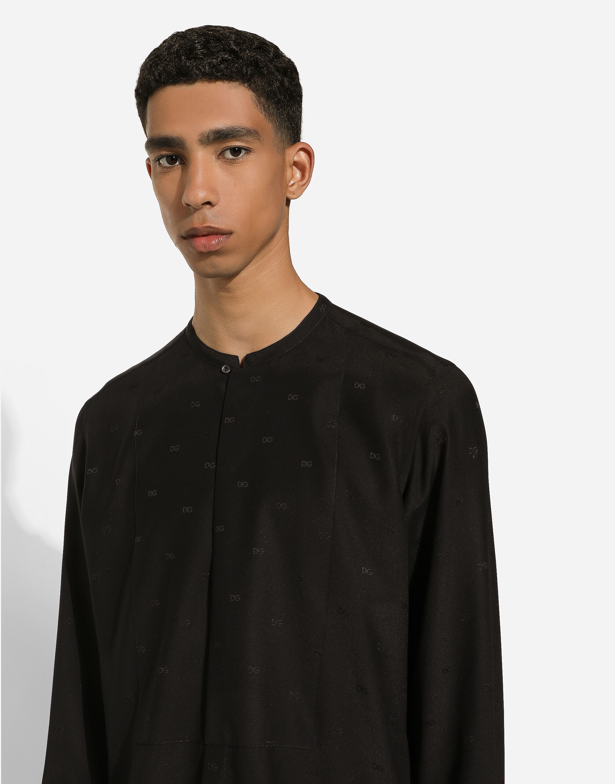 Silk Martini-fit shirt with plastron - 4