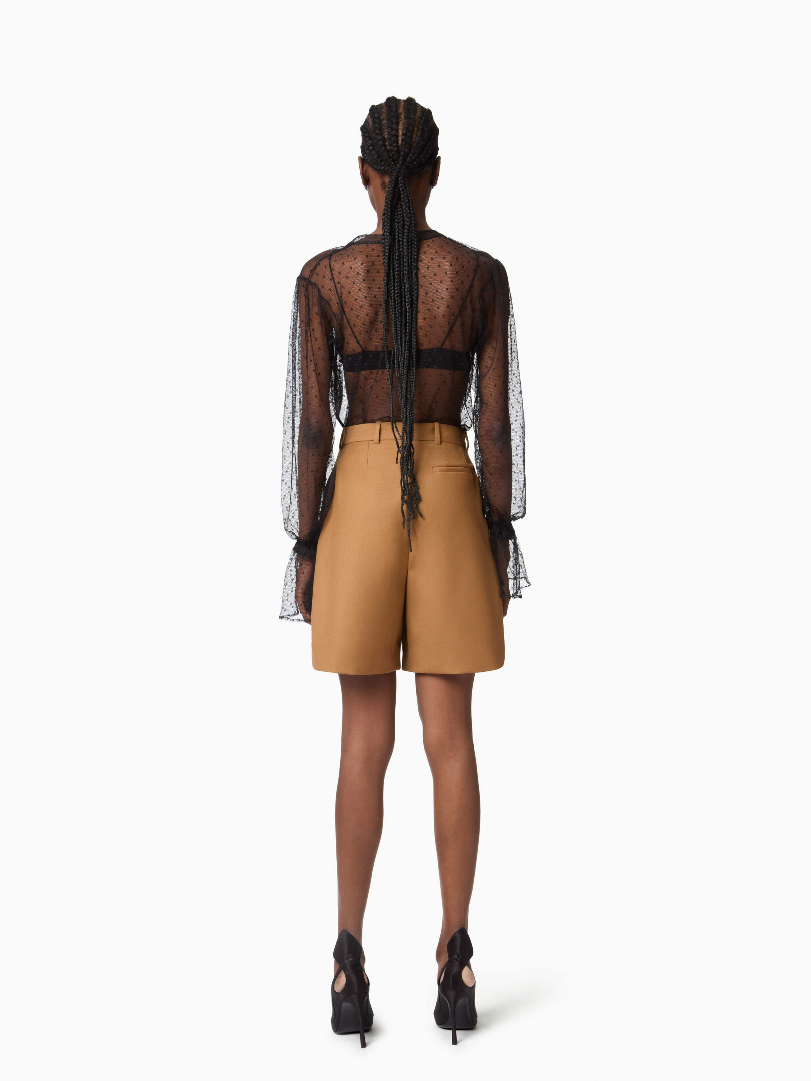 Brown Highwaisted Shorts - 4