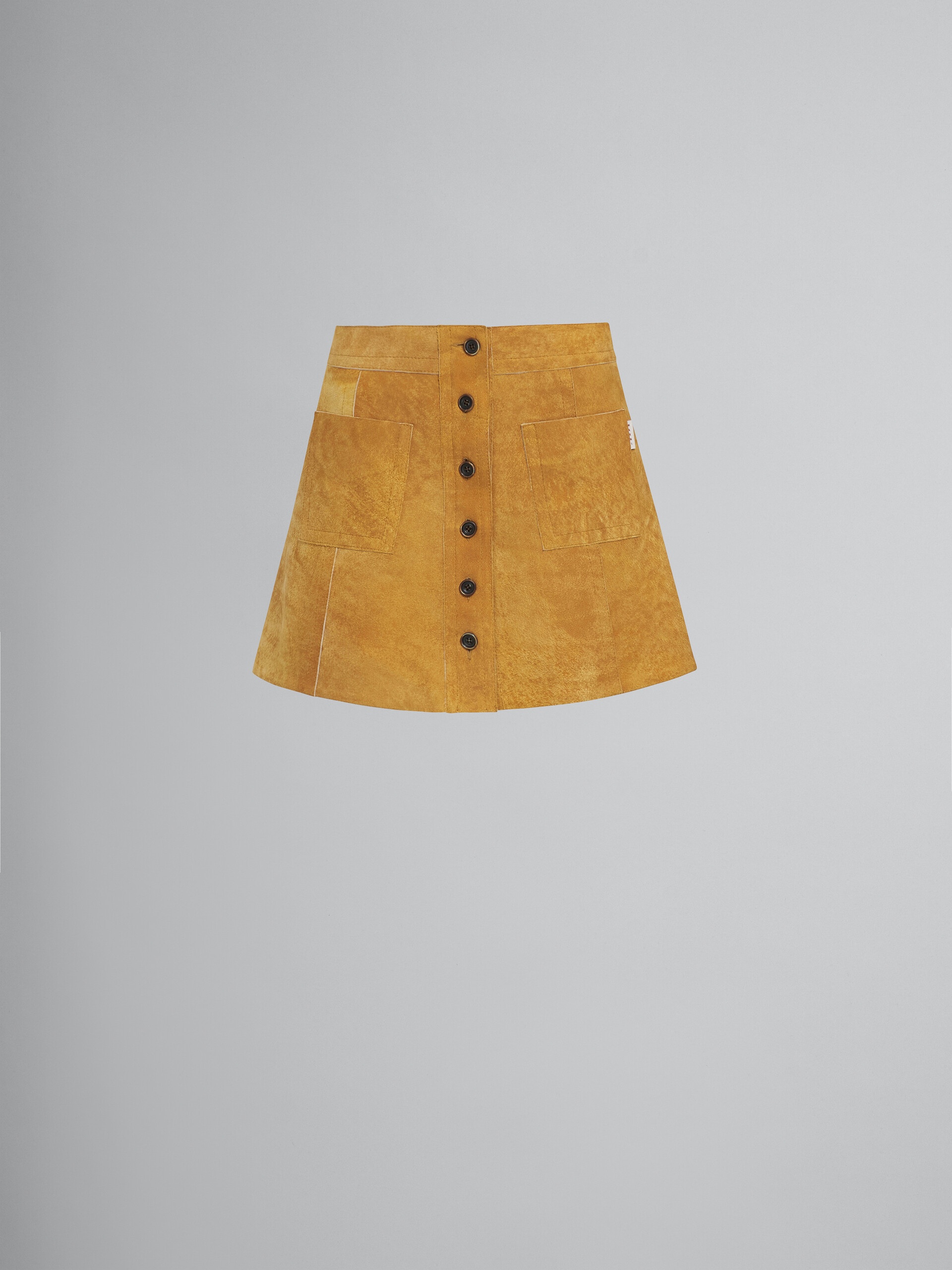 LIGHT ORANGE LEATHER SKIRT - 1