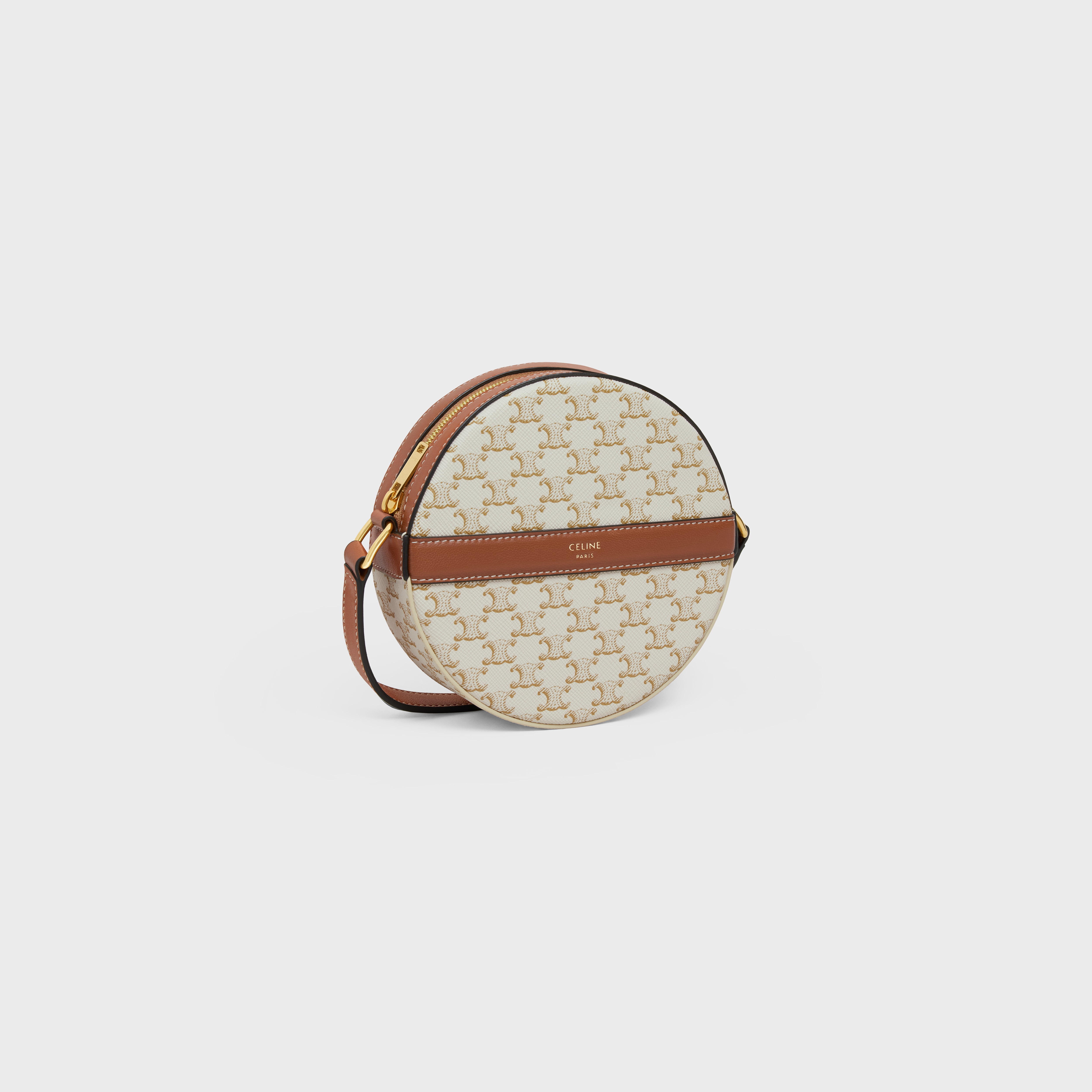 ROUND PURSE ON STRAP in Triomphe Canvas and Lambskin - 2