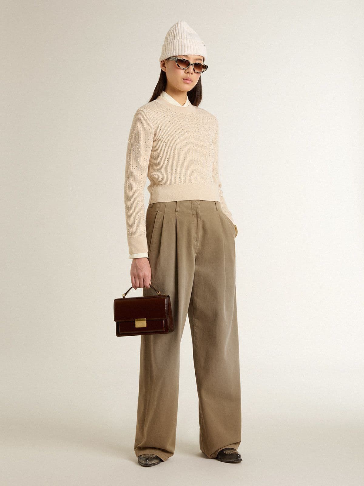Women's khaki cotton pants - 3