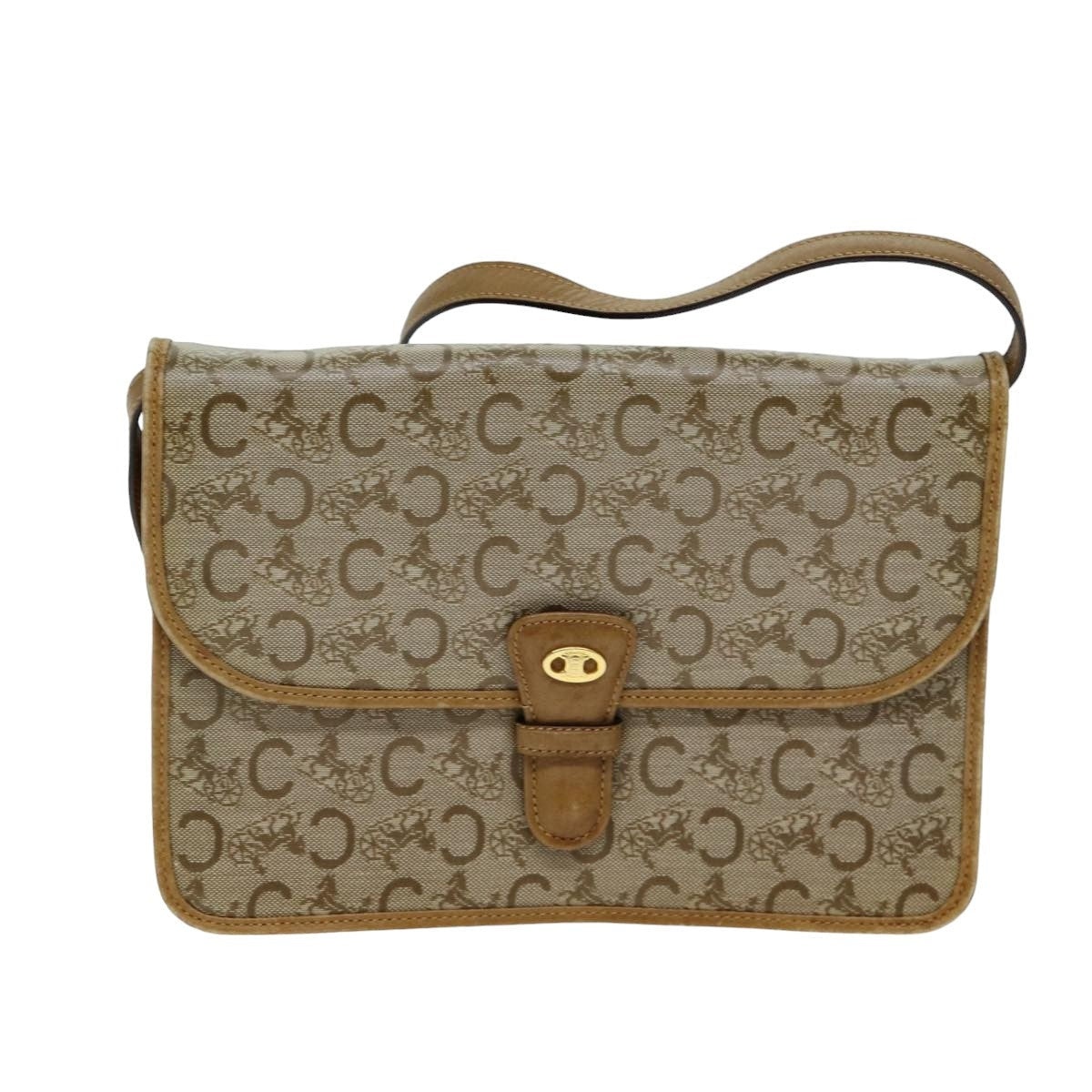 CELINE C Macadam Canvas Shoulder Bag Beige - 13