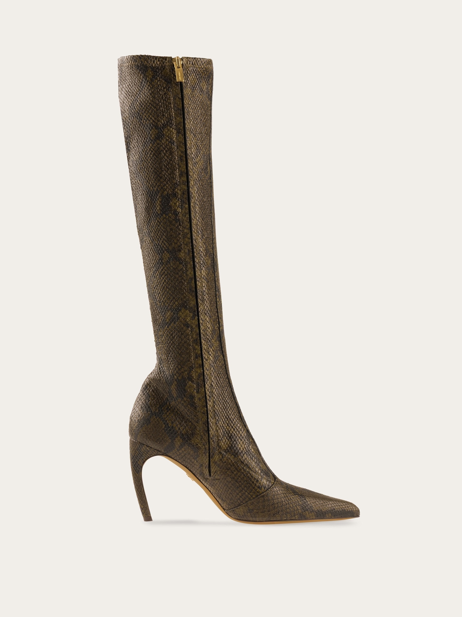 Knee high boot with curved heel - 5