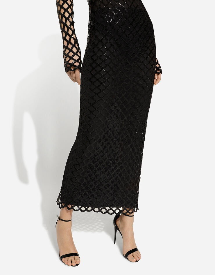 Long sequined mesh dress - 8