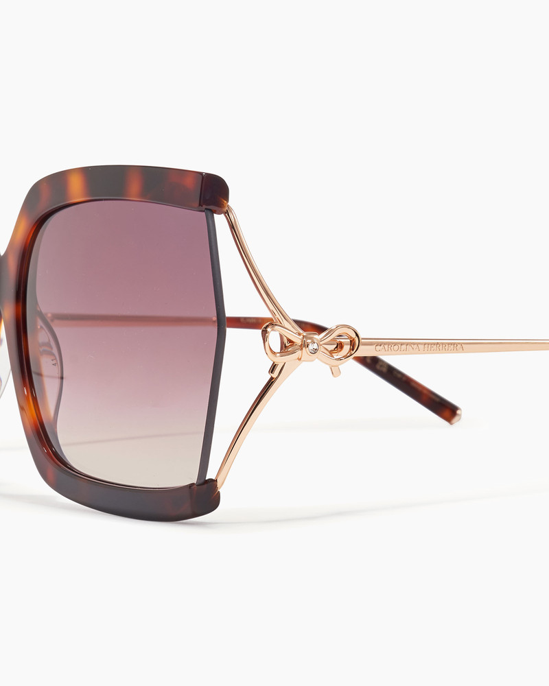 Bow-Embellished Oversized Rectangular Sunglasses 3