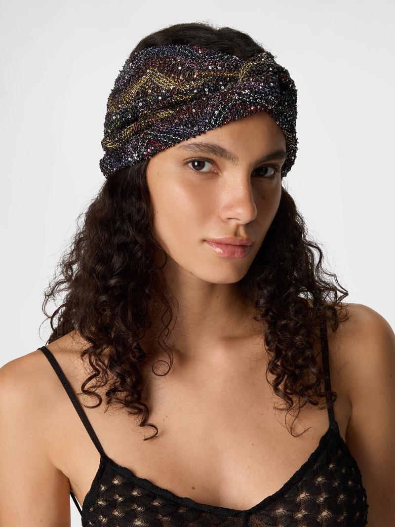 Headband in lamé viscose blend with sequins 3