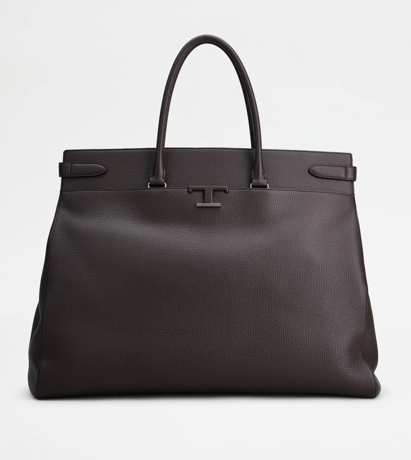 TIMELESS 48H TRAVEL BAG IN LEATHER LARGE - BROWN 1