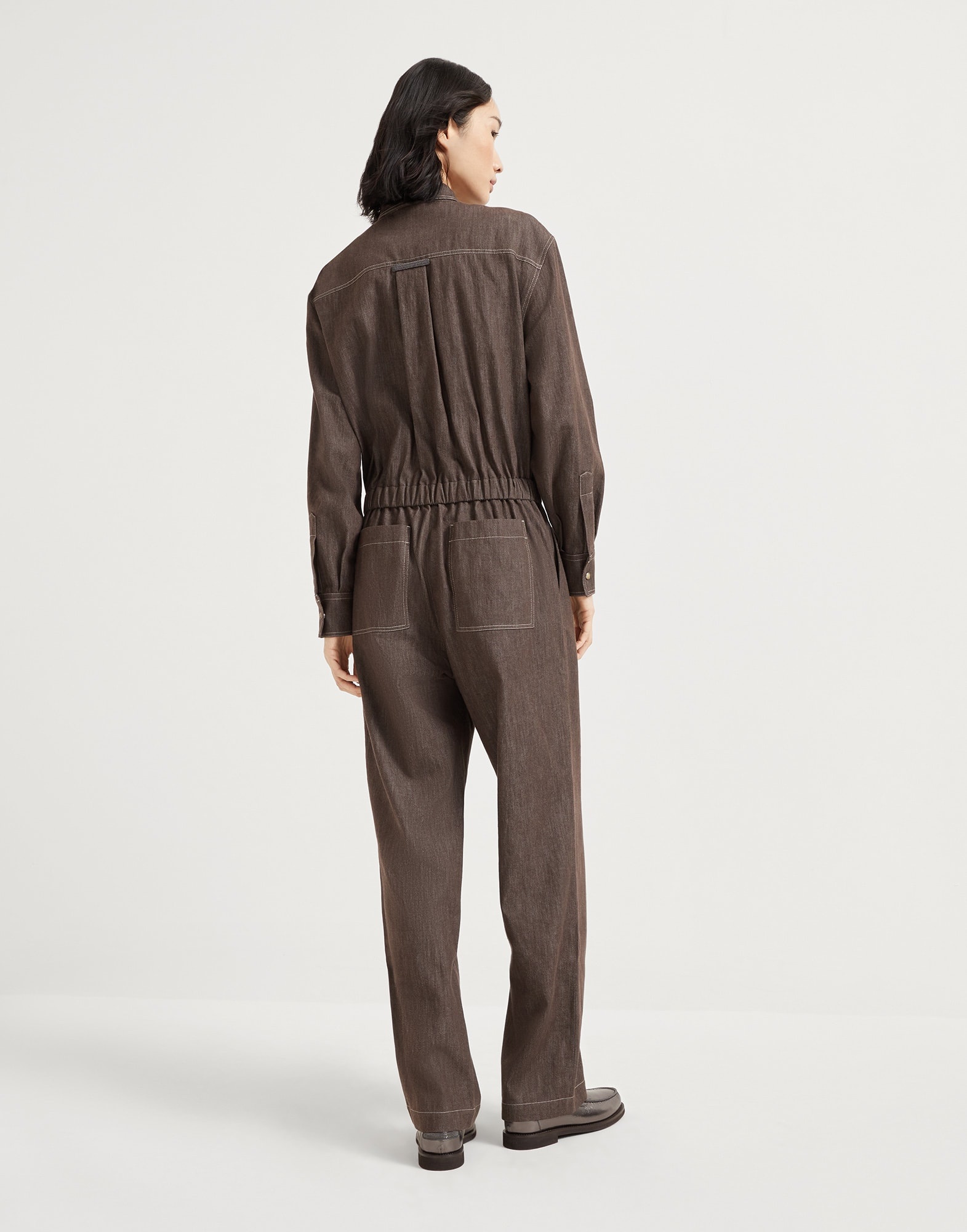 Lightweight no-fade denim jumpsuit with monili - 2