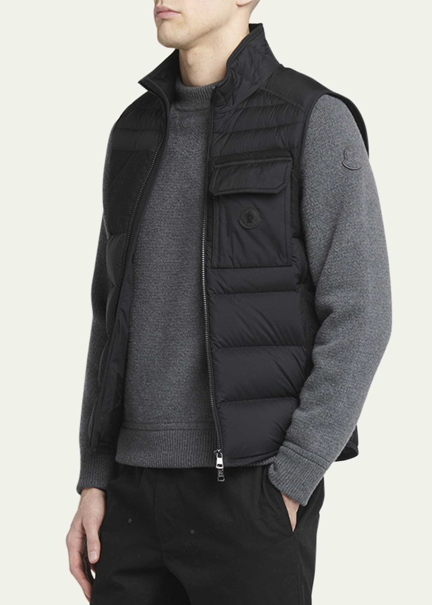 Men's Tonal Paneled Down Vest - 4