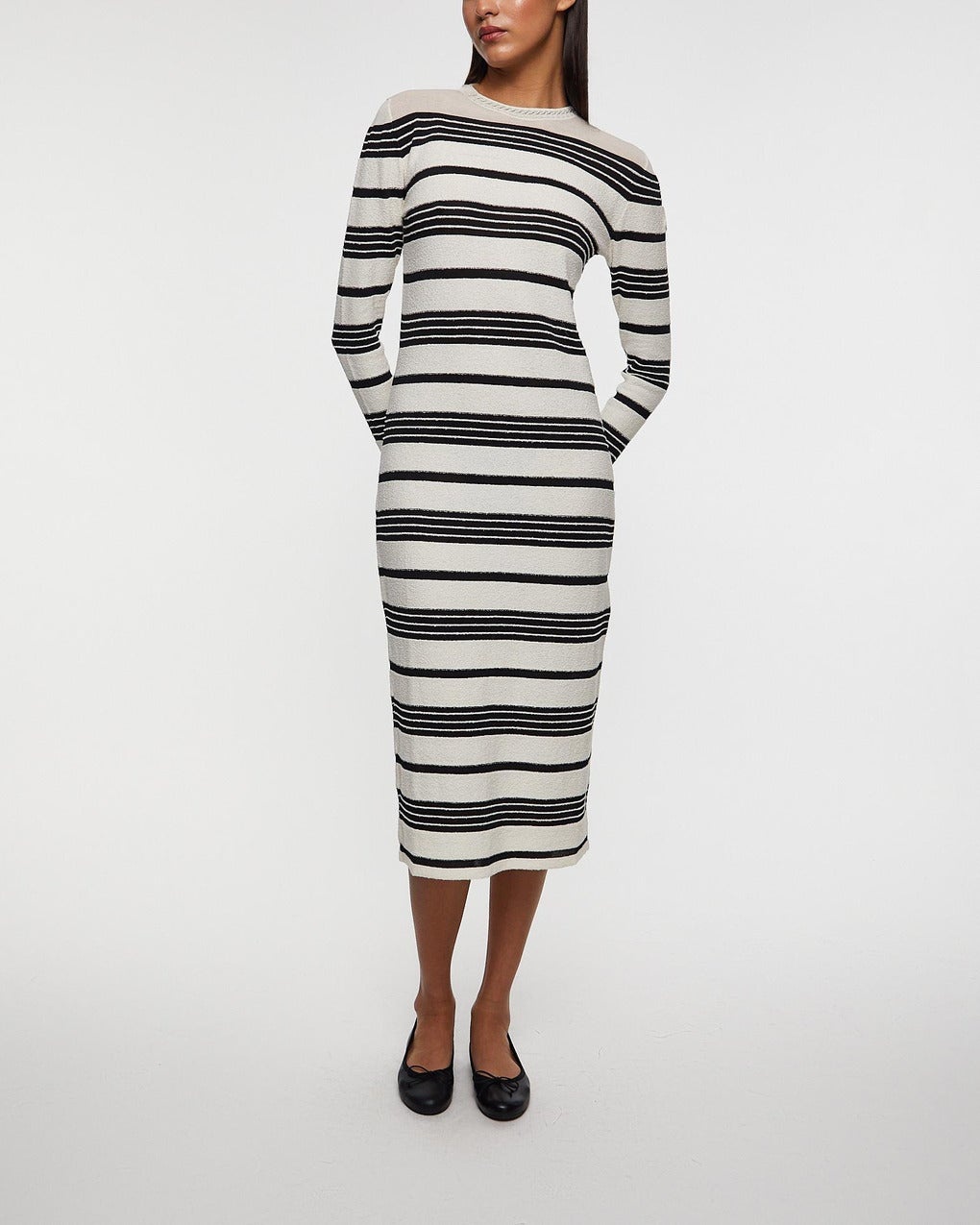 Dress Striped Bouclé Midi Dark grey - 2