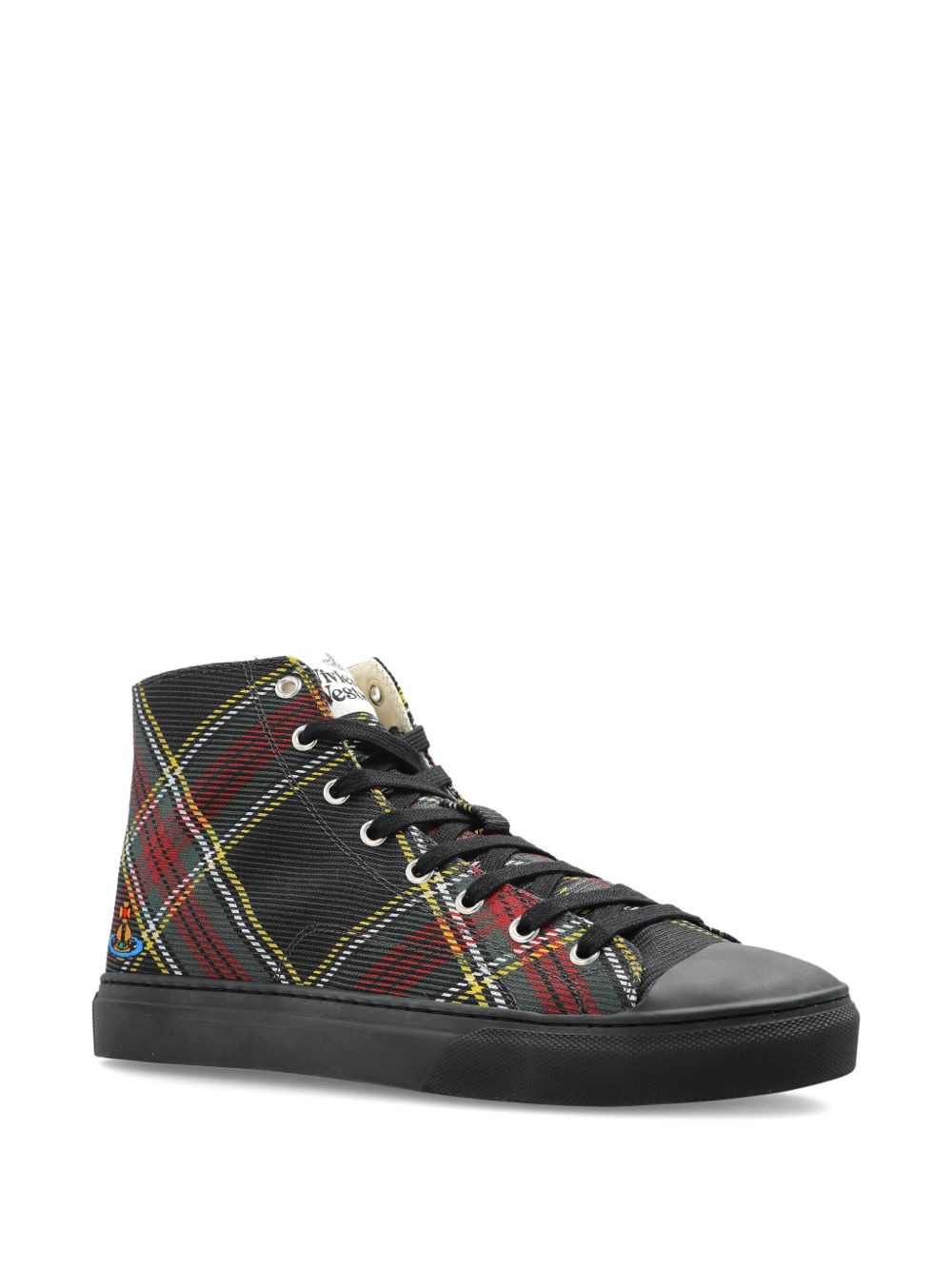 tartan high-top sneakers - 2
