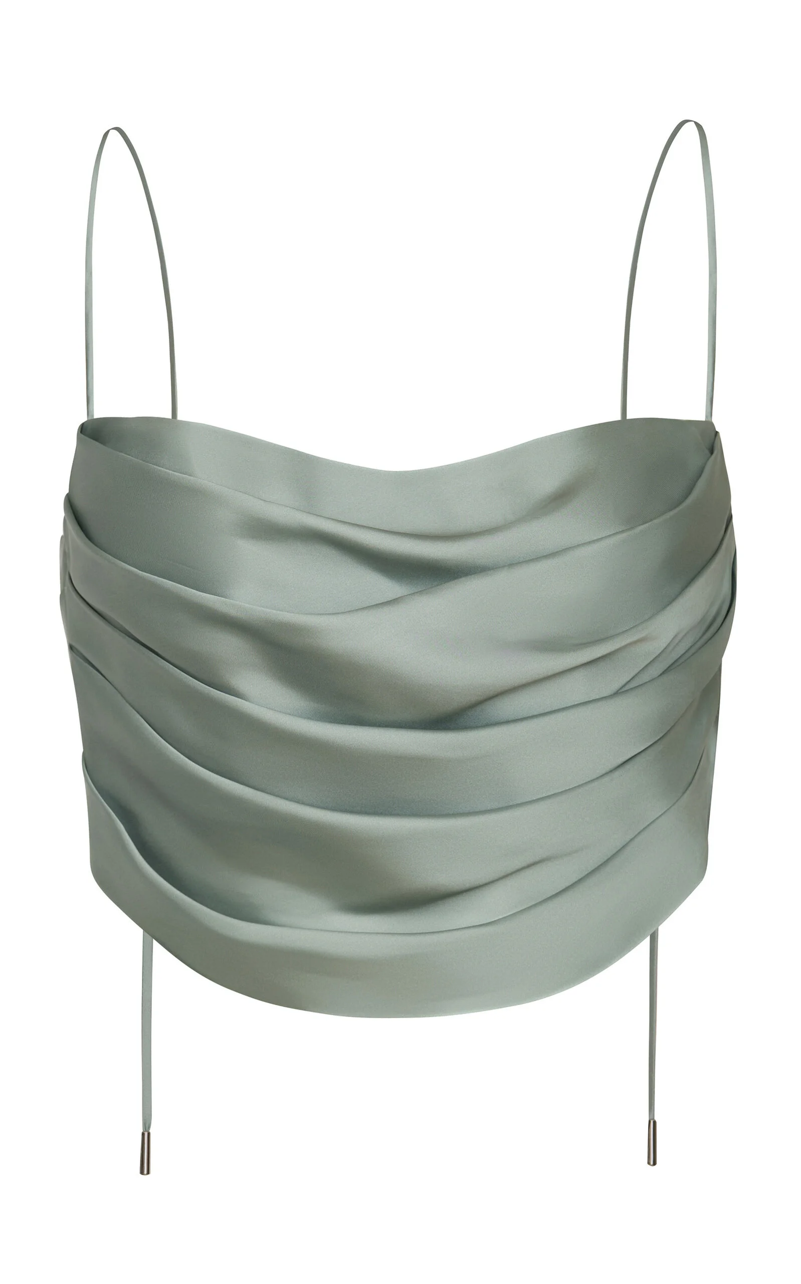 Aromas Eternos Draped Satin Crop Top green - 1