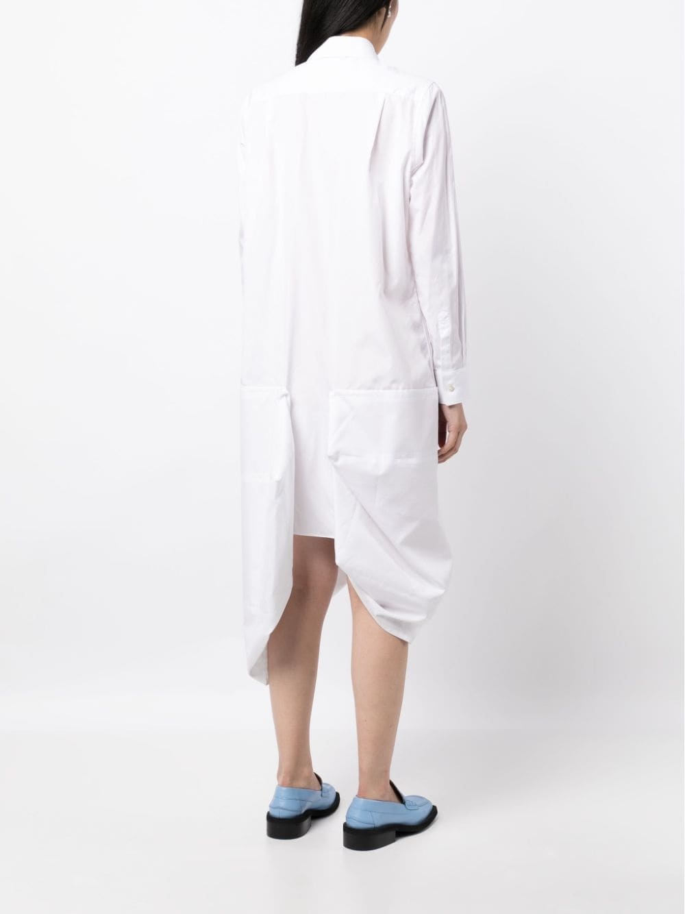 asymmetric panel-detailing midi shirtdress - 4