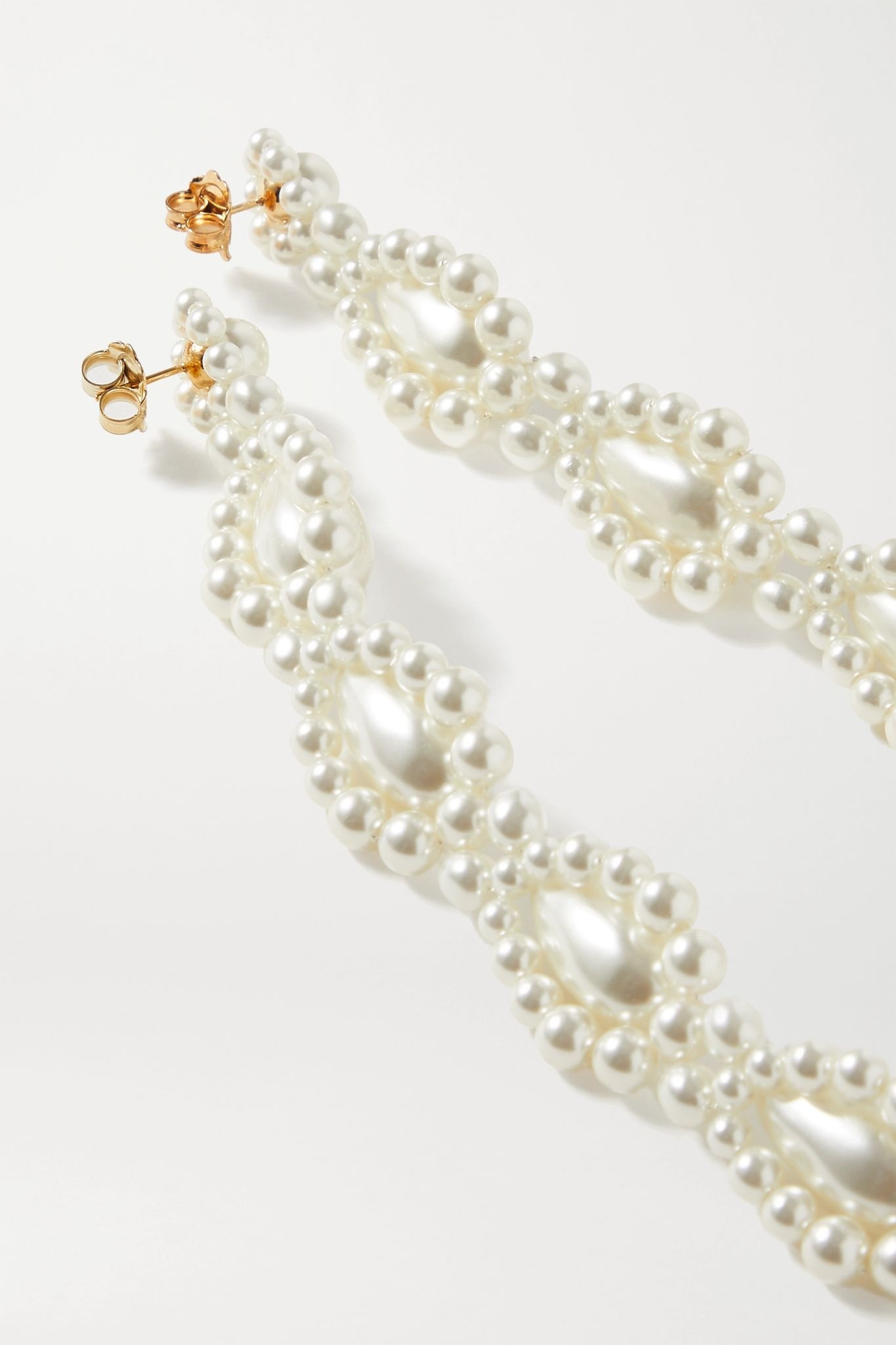 Gold-tone faux pearl earrings - 3