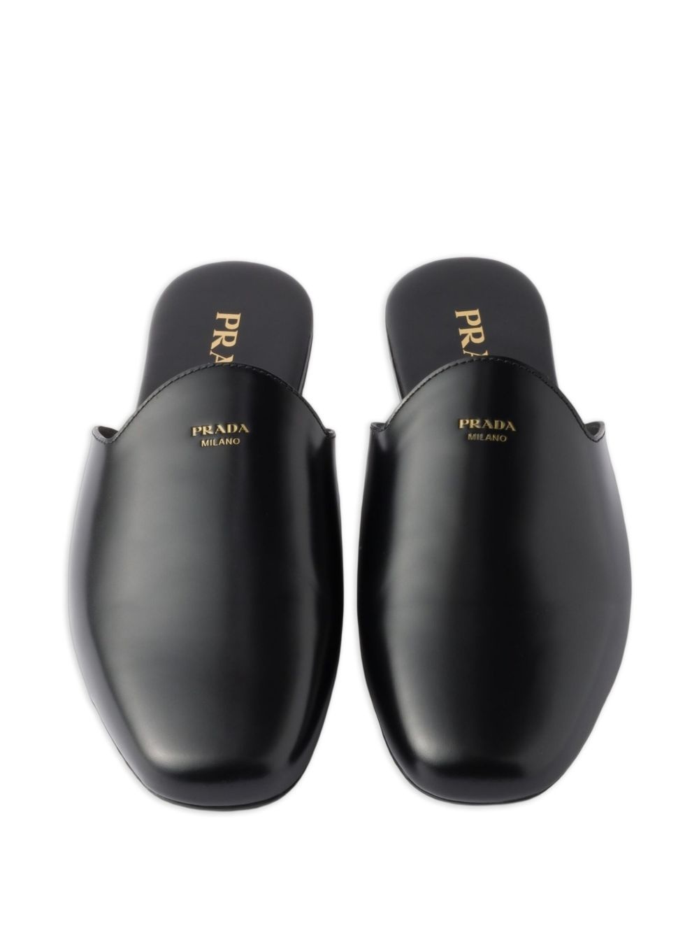 embossed-logo leather mules - 3