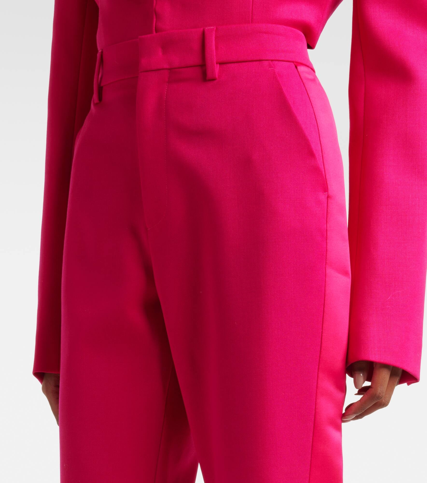 Floral-appliqué wool capri pants - 5